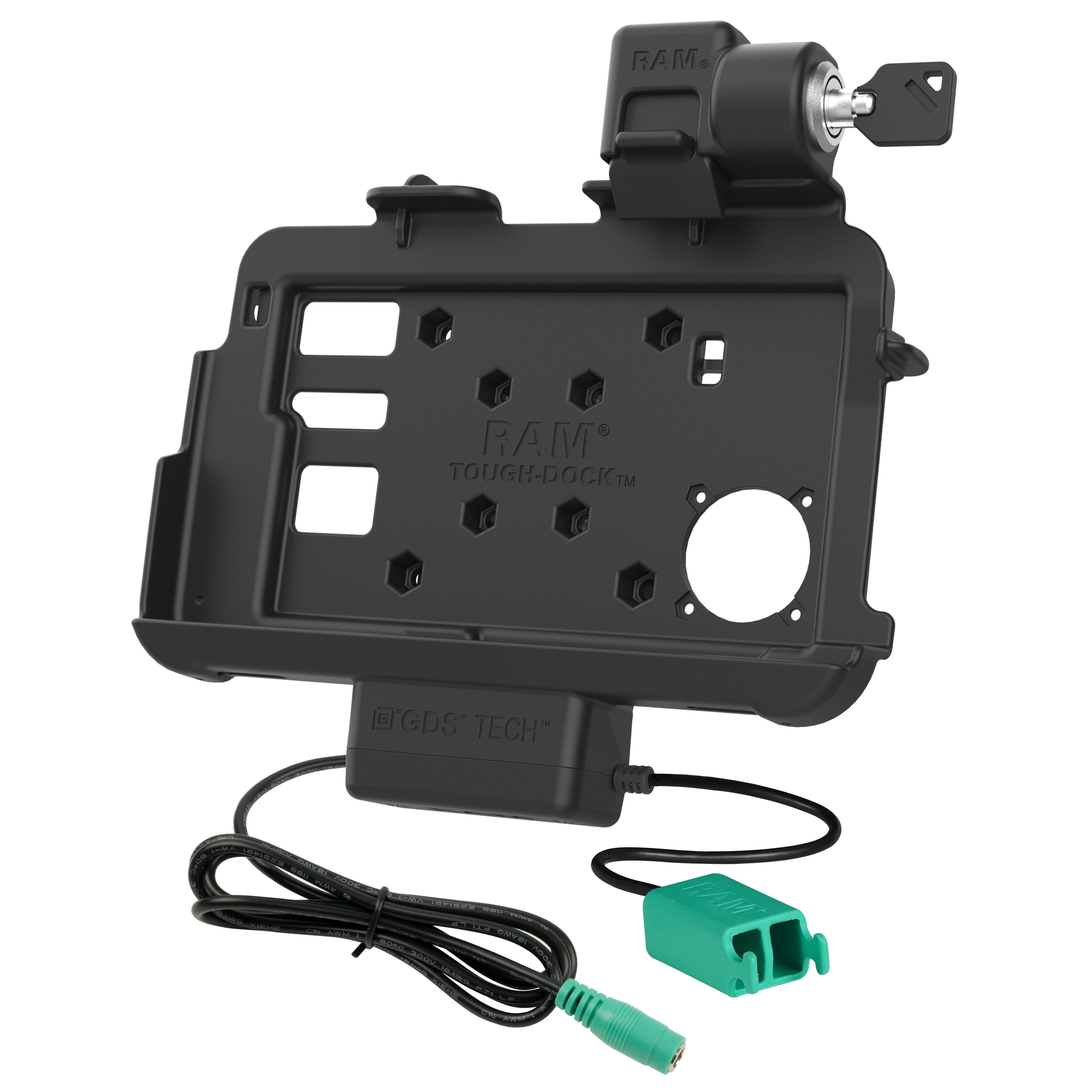RAM-HOL-ZE46PD2LU:RAM-HOL-ZE46PD2LU_1:Locking RAM® Thin-Dock™ + Dual USB for Zebra ET401 8"