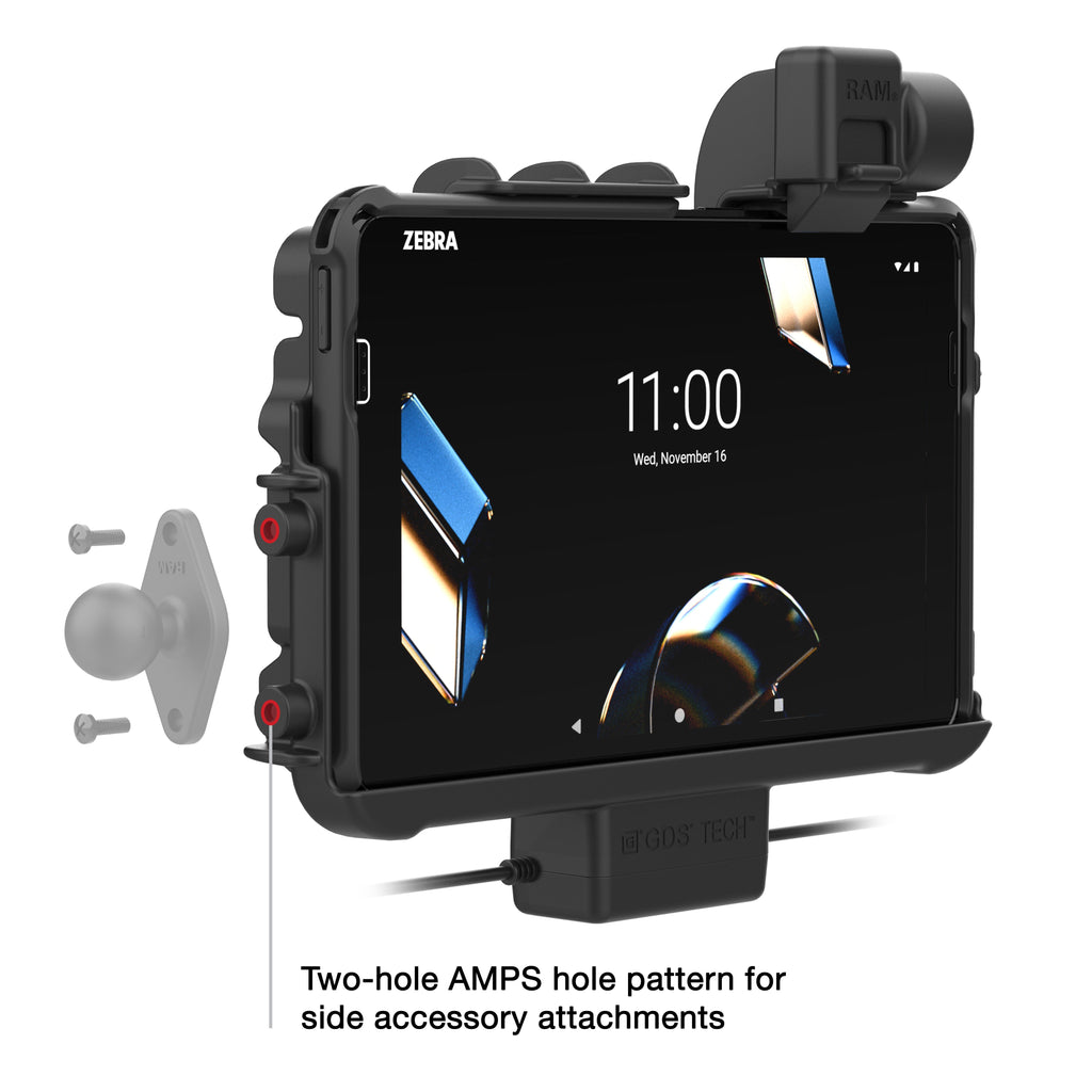 RAM-HOL-ZE47PD2LU:RAM-HOL-ZE47PD2LU_1:Locking RAM® Thin-Dock™ + Dual USB for Zebra ET401 10"