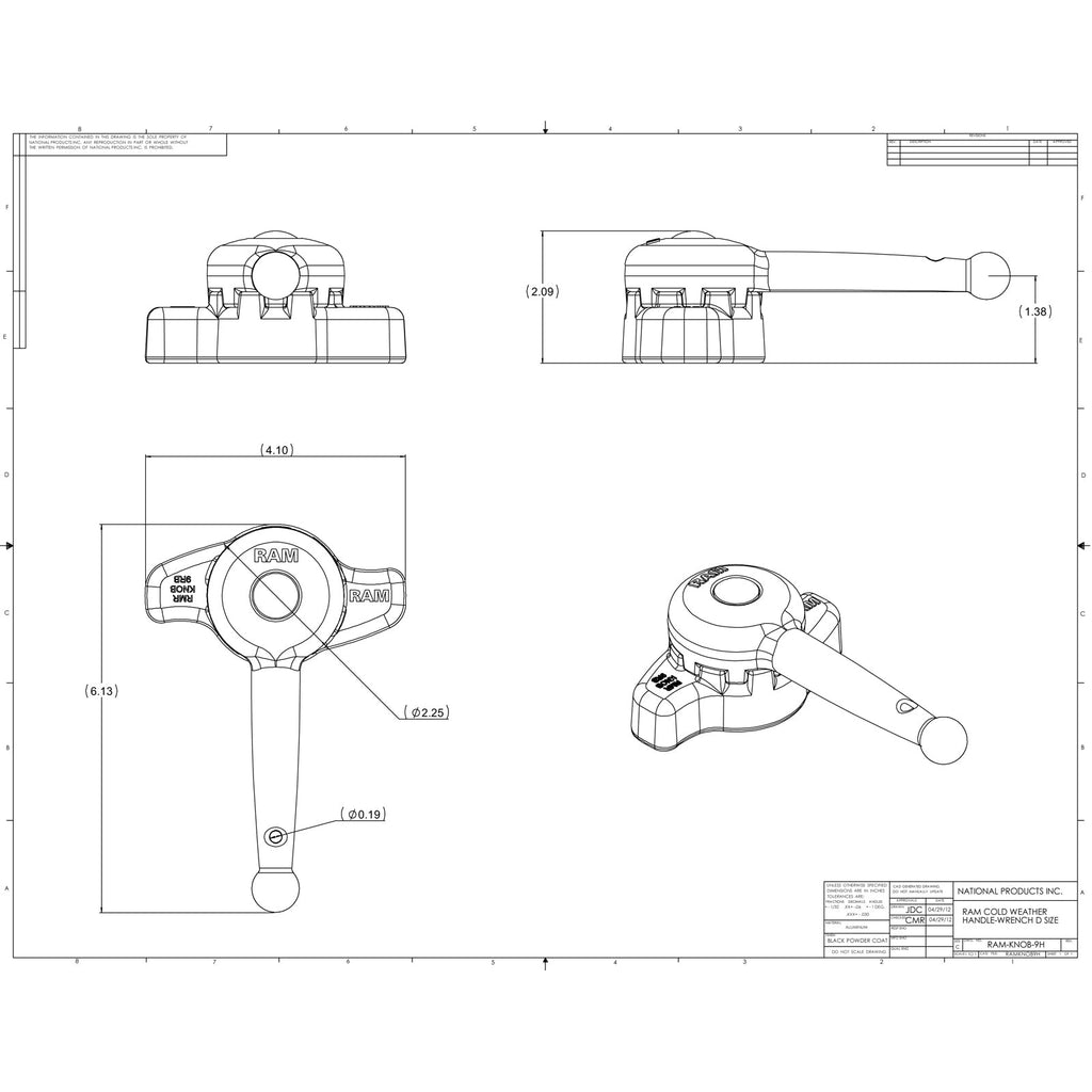 RAM-KNOB9HU:RAM-KNOB9HU_1:RAM® Hi-Torq™ Wrench for D Size Socket Arms
