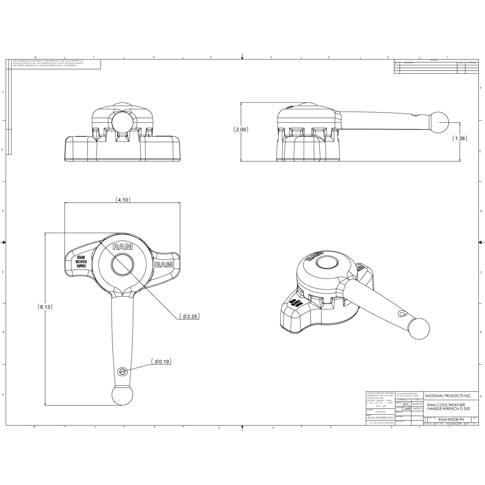 RAM-KNOB9HU:RAM-KNOB9HU_1:RAM® Hi-Torq™ Wrench for D Size Socket Arms