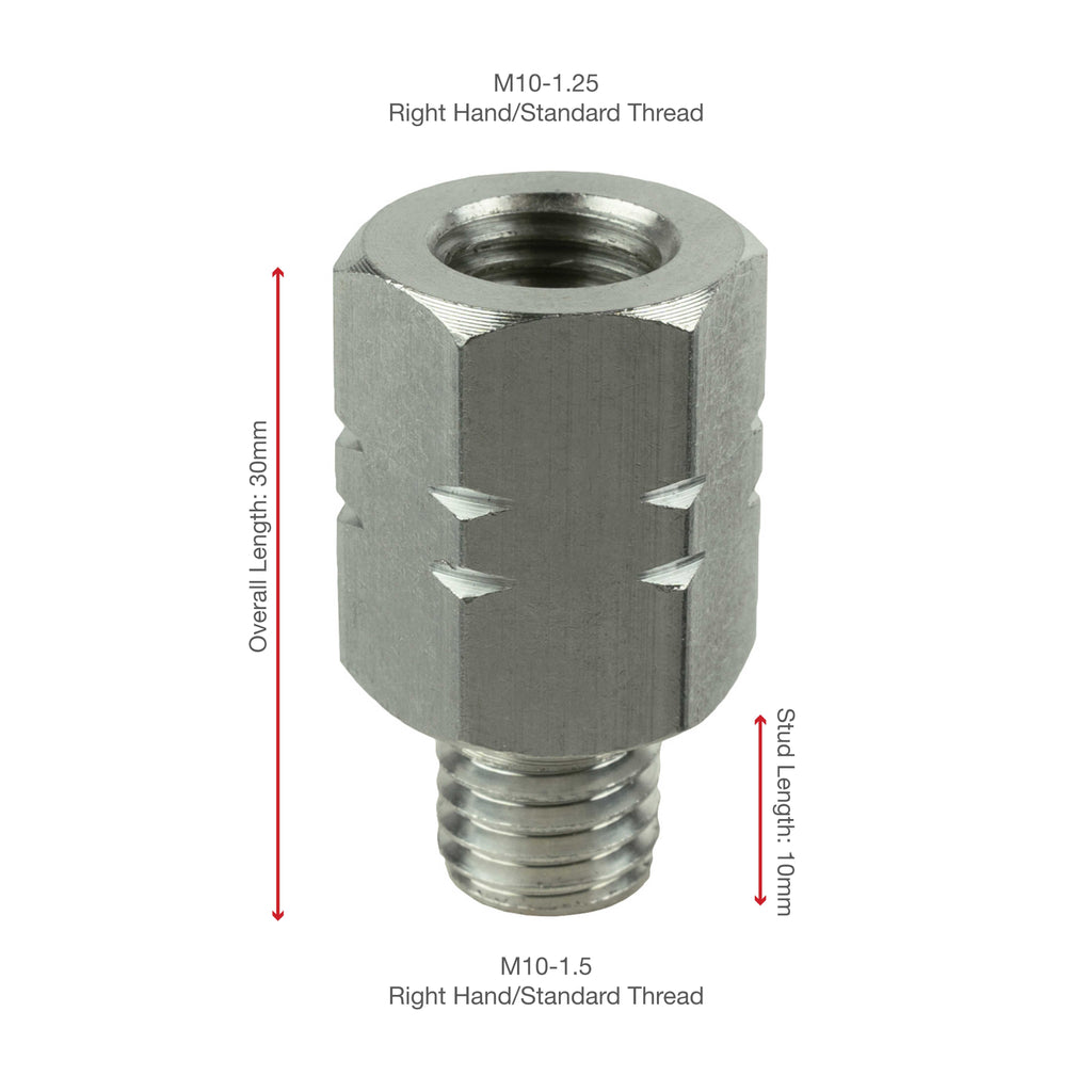 RAM-M10125-M1015:RAM-M10125-M1015_1:RAM® Female M10-1.25 to Male M10-1.5 Thread Adapter - 20mm Long