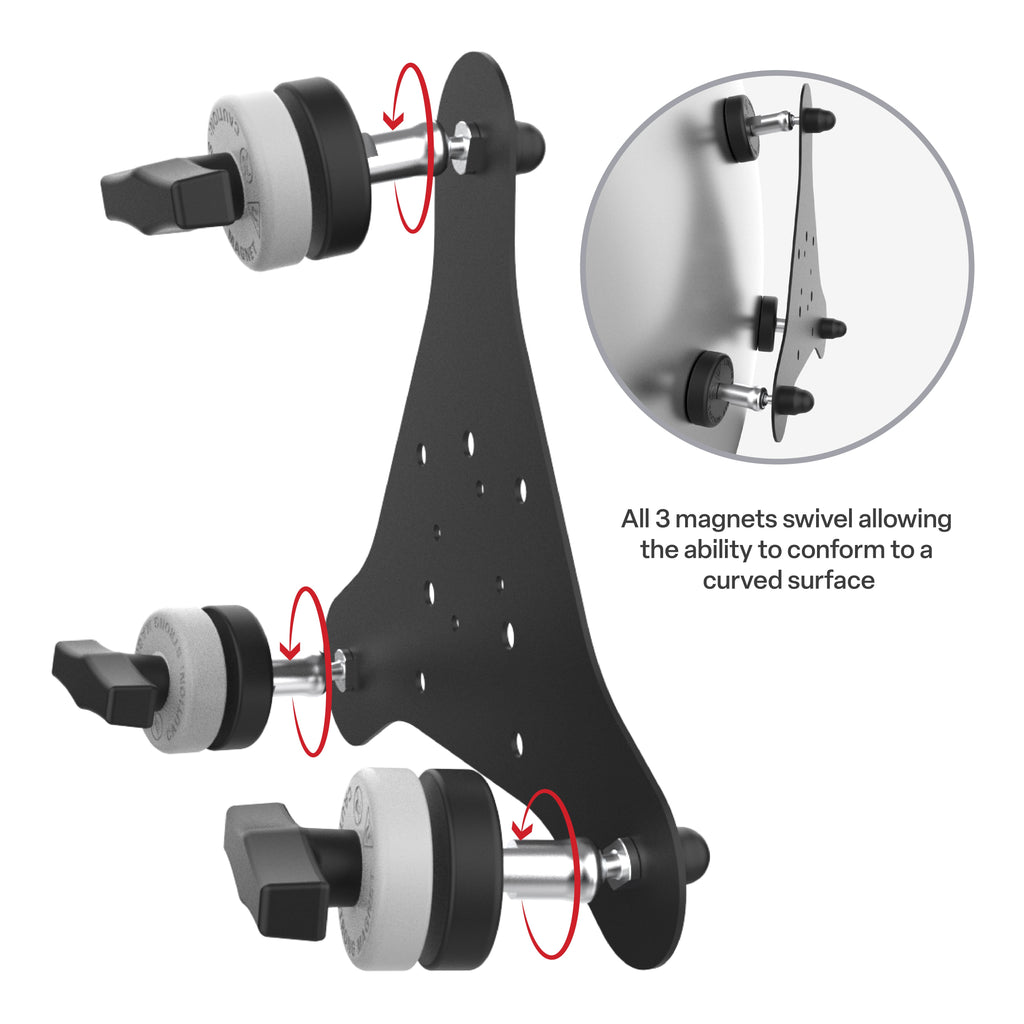RAM-MAG48-3-PIV1U:RAM-MAG48-3-PIV1U_1:RAM® Tough-Mag™ 48MM 3-Point Pivoting Magnetic Mounting Base
