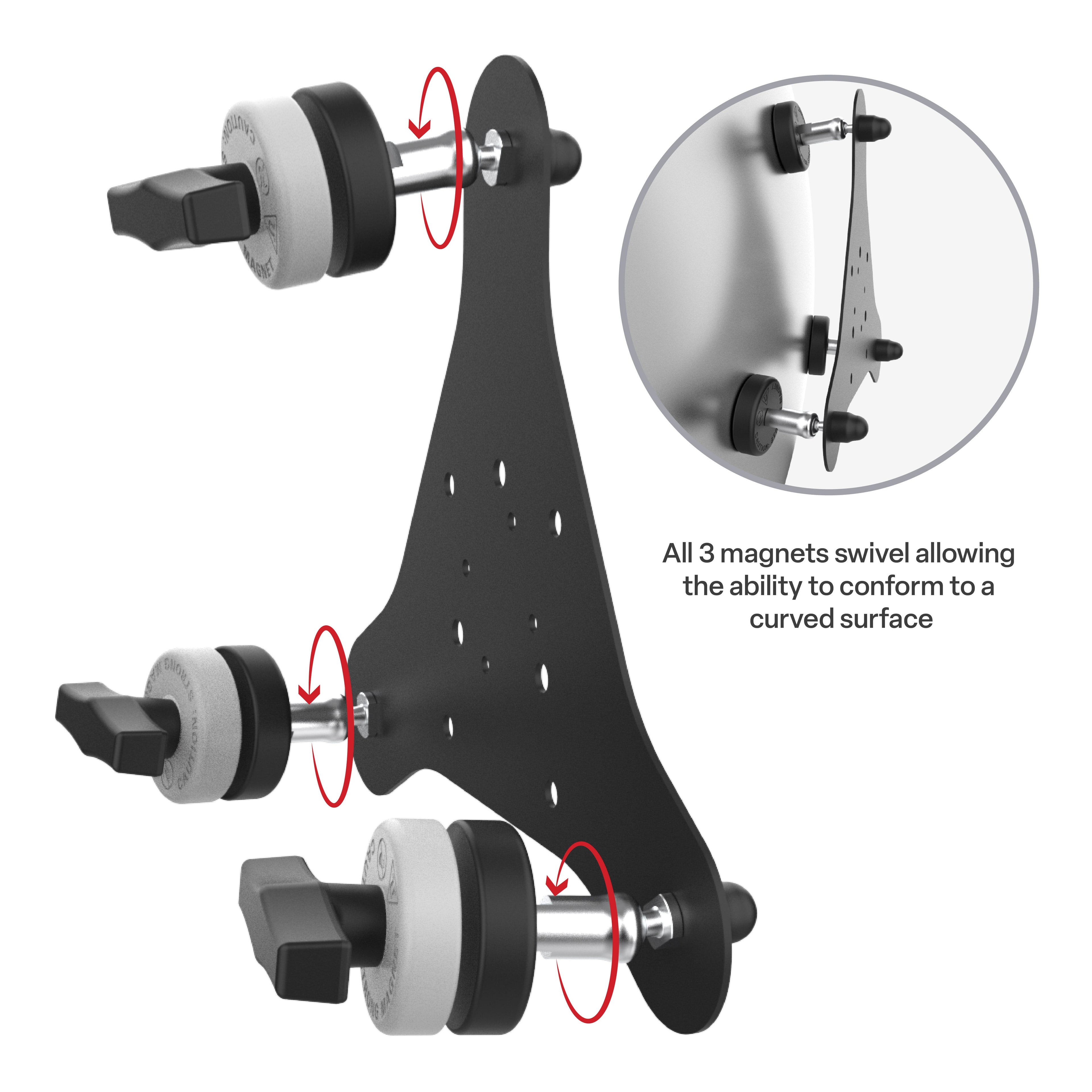RAM-MAG48-3-PIV1U:RAM-MAG48-3-PIV1U_1:RAM® Tough-Mag™ 48MM 3-Point Pivoting Magnetic Mounting Base