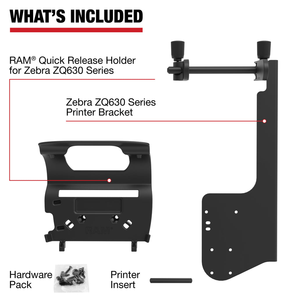 RAM-PM1-ZE31U:RAM-PM1-ZE31U_1:RAM® Printer Mount with Paper Feed for Zebra ZQ630 Series