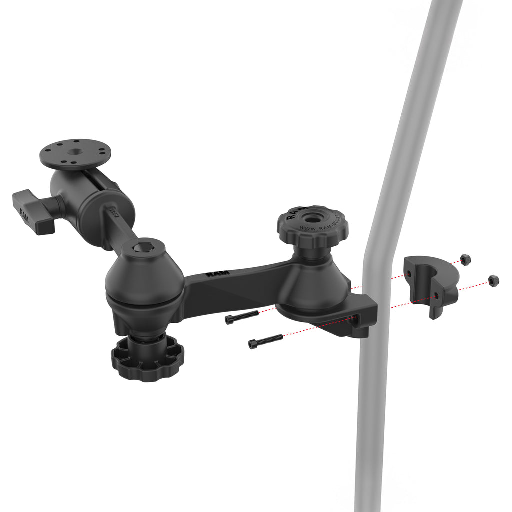 RAM-TB-471-SW2BU:RAM-TB-471-SW2BU_1:RAM® 90-Degree Dual Swing Arm Mount with Ball for Tough-Bar™