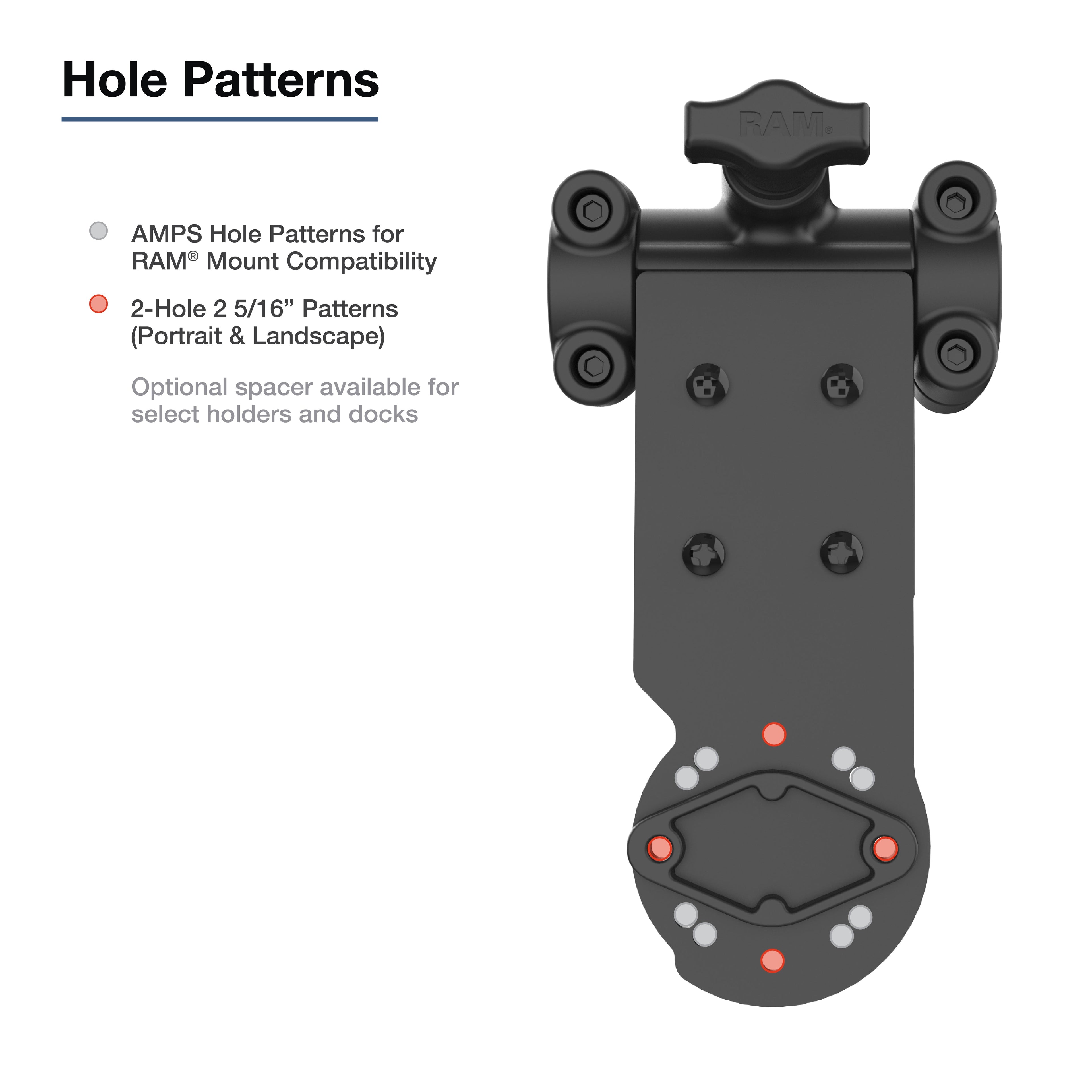 RAM-TB-FH1-1P1U:RAM-TB-FH1-1P1U_1:RAM® Friction Hinge Mount with AMPS Bracket for Tough-Bar™