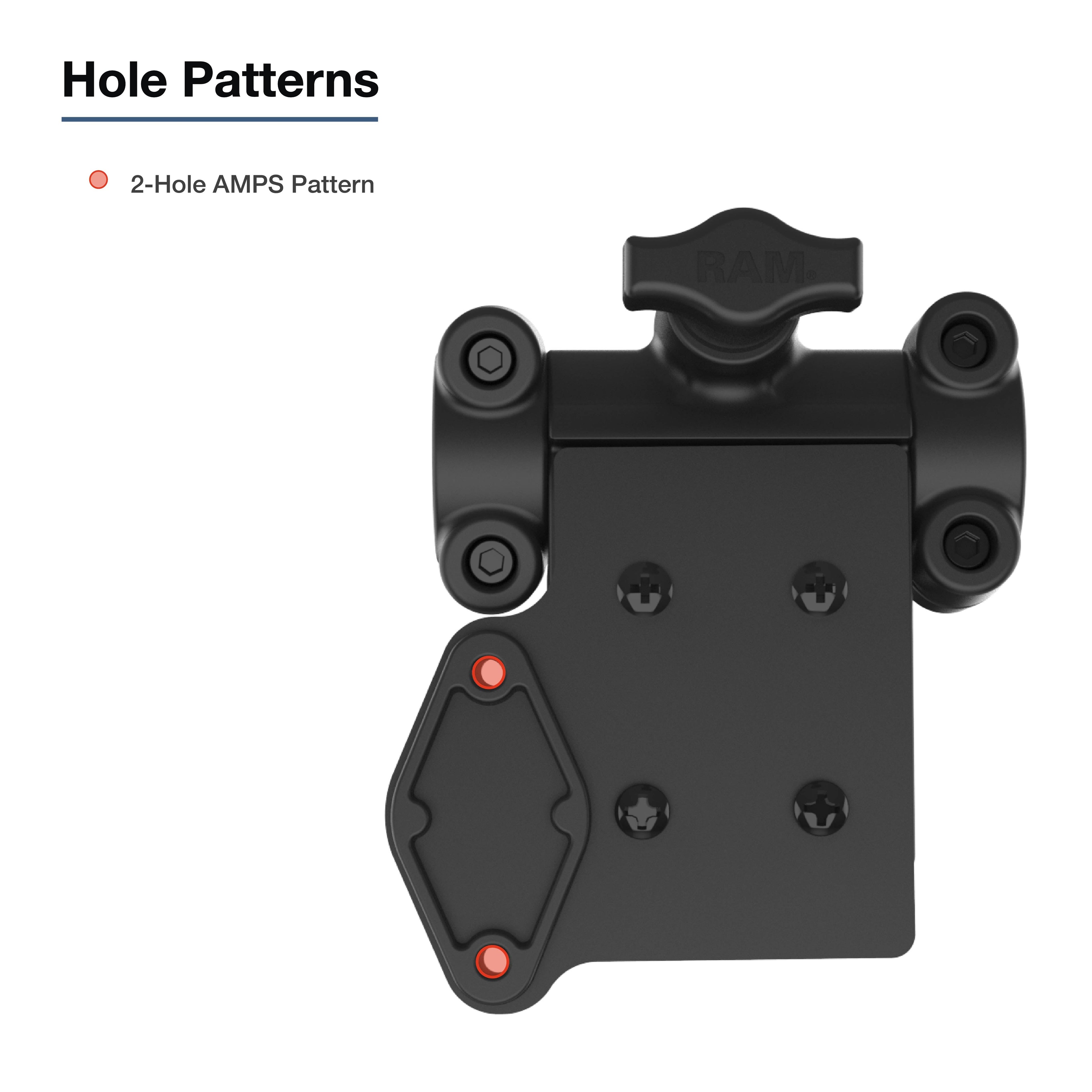 RAM-TB-FH1-1P2U:RAM-TB-FH1-1P2U_1:RAM® Friction Hinge Mount with AMPS Bracket for Tough-Bar™