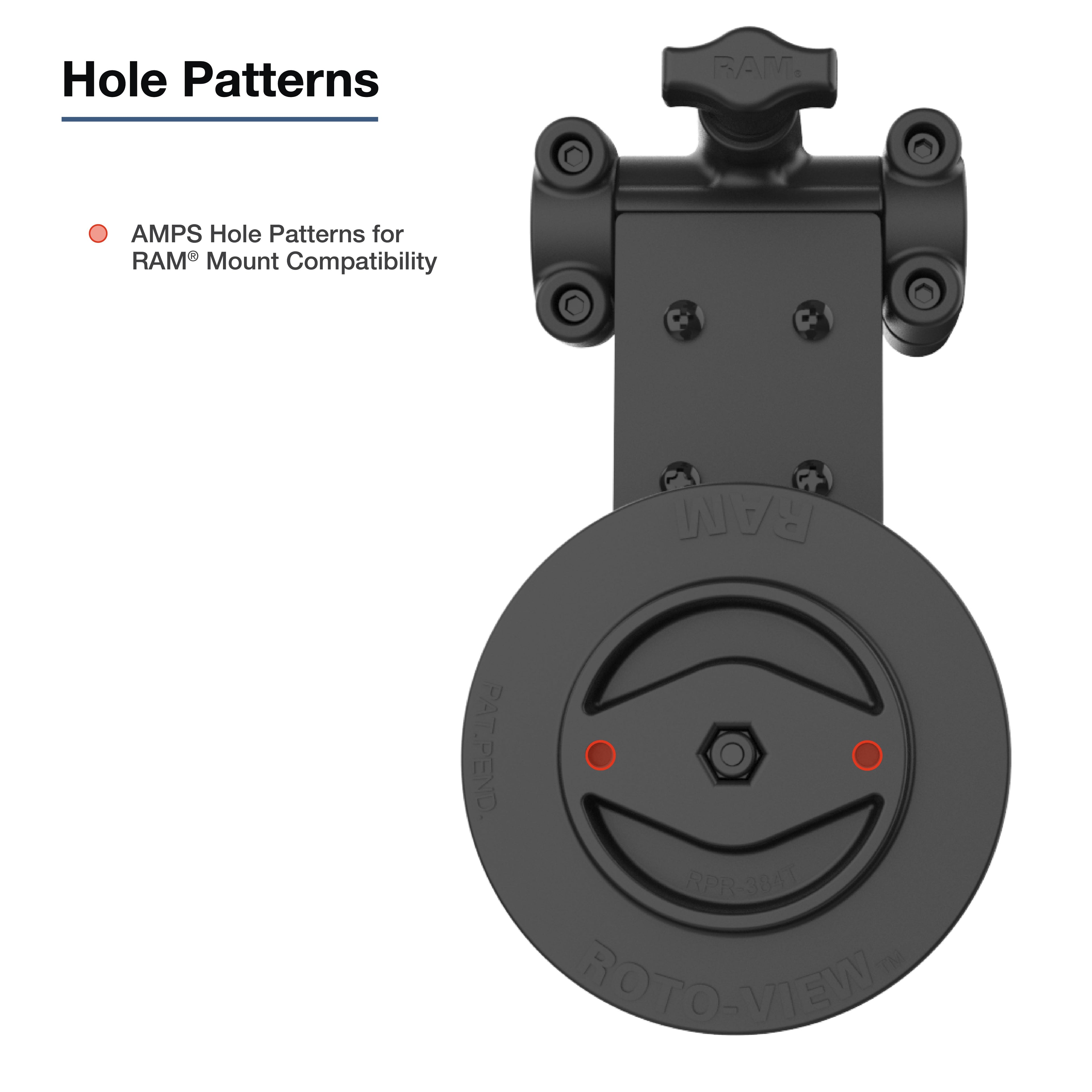 RAM-TB-FH1-PV4-ROTO1U:RAM-TB-FH1-PV4-ROTO1U_1:RAM® Friction Hinge Mount for Tough-Bar™ with Roto-View™ & Pivot Feature