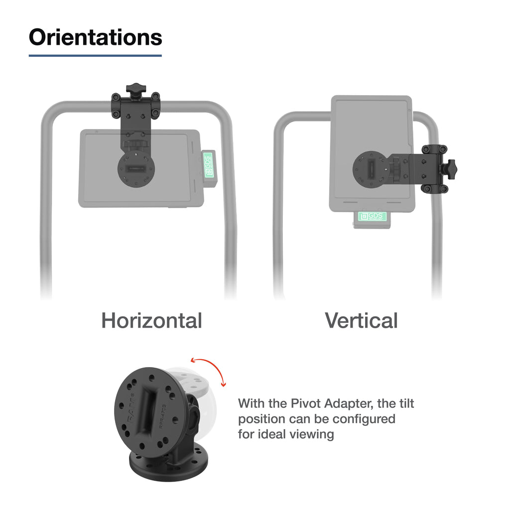 RAM-TB-FH1-PV4U:RAM-TB-FH1-PV4U_1:RAM® Friction Hinge Mount for Tough-Bar™ with Pivot Feature