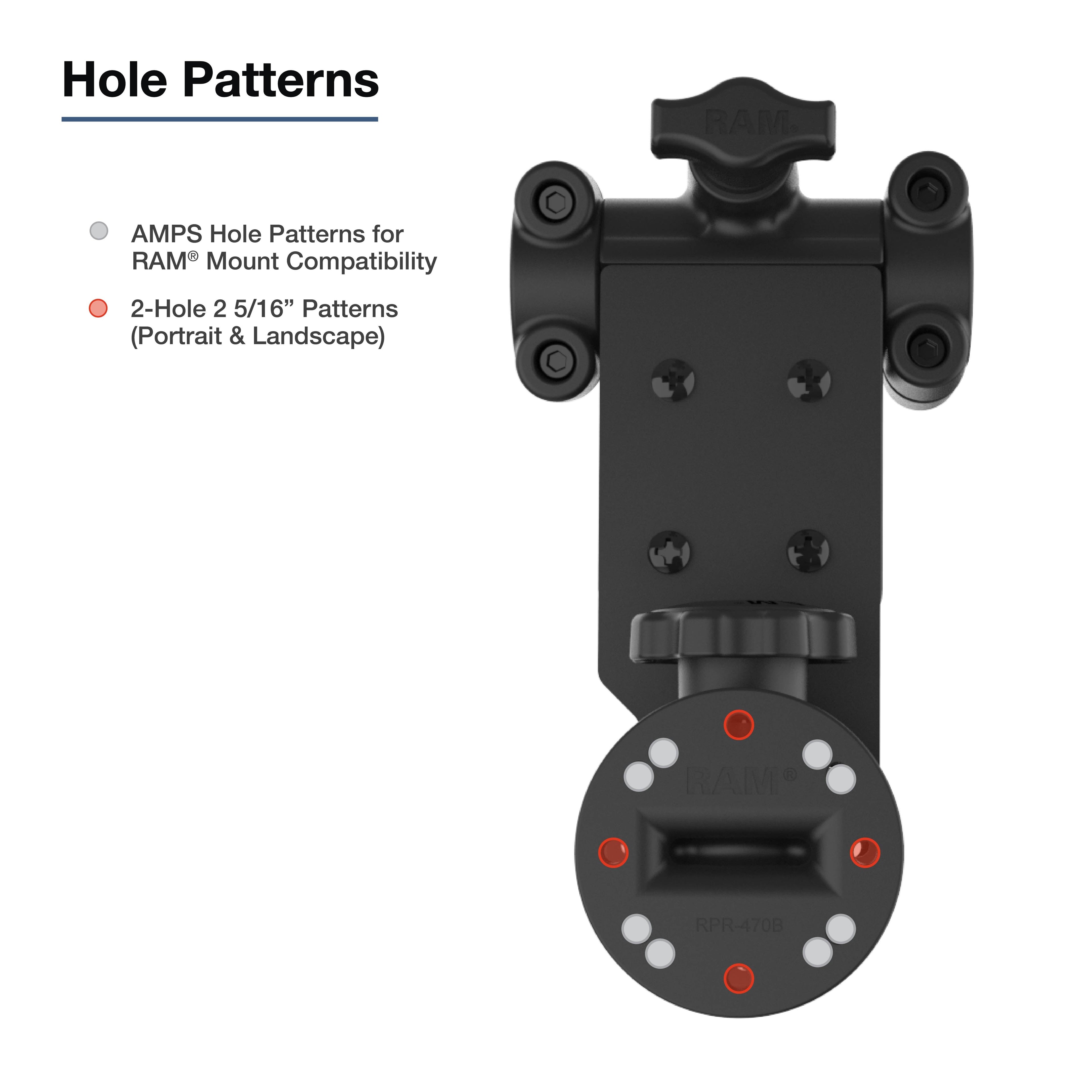 RAM-TB-FH1-PV4U:RAM-TB-FH1-PV4U_1:RAM® Friction Hinge Mount for Tough-Bar™ with Pivot Feature