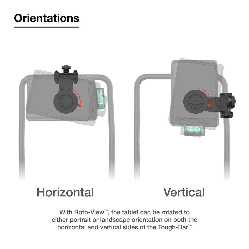 RAM-TB-FH1-ROTO1U:RAM-TB-FH1-ROTO1U_1:RAM® Friction Hinge Mount for Tough-Bar™ with Roto-View™