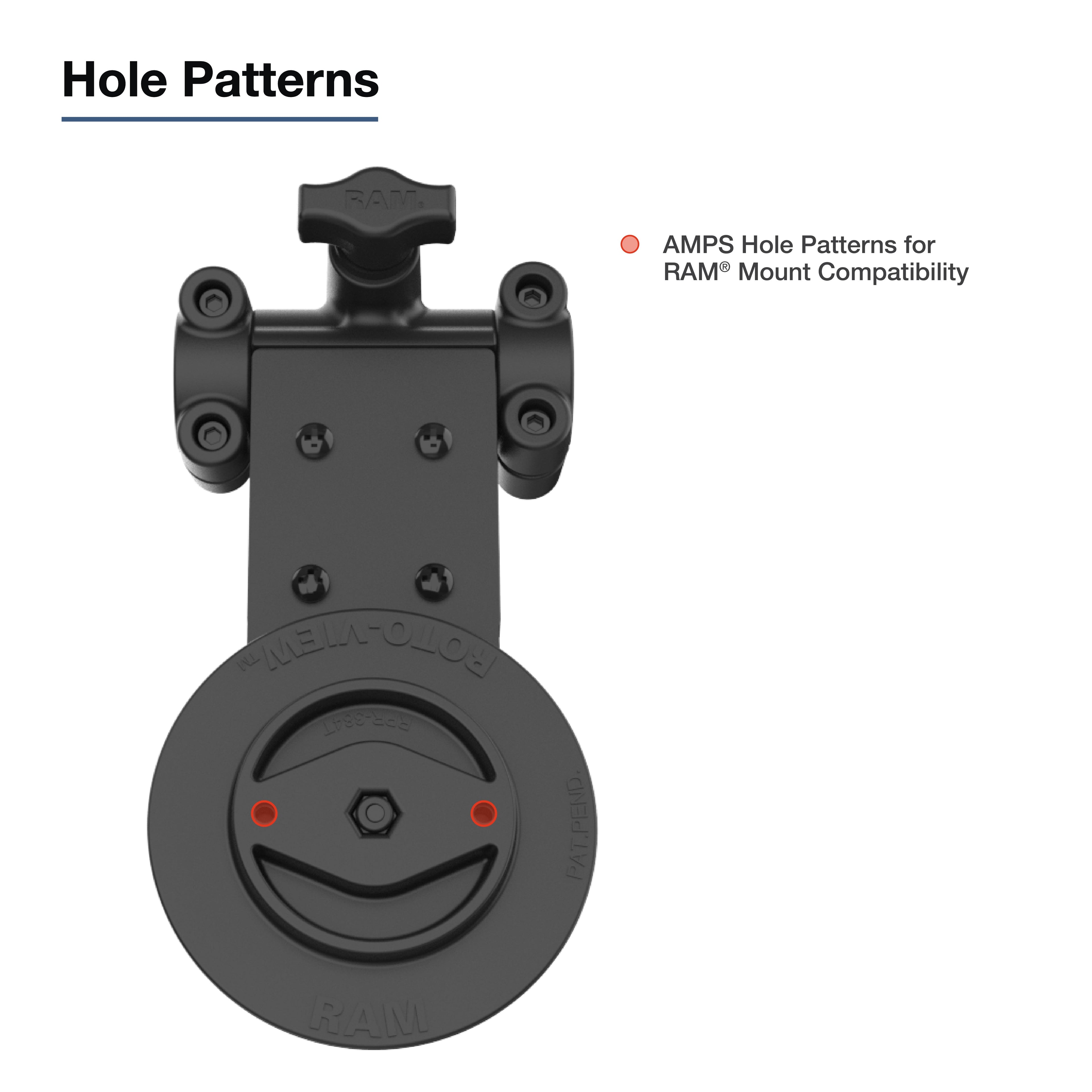 RAM-TB-FH1-ROTO1U:RAM-TB-FH1-ROTO1U_1:RAM® Friction Hinge Mount for Tough-Bar™ with Roto-View™