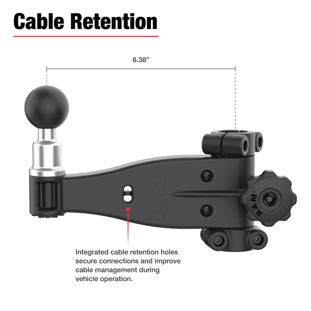 RAM-TB-FHA2-1BU:RAM-TB-FHA2-1BU_1:RAM® Friction Hinge Arm with Pin-Lock™ Ball for Tough-Bar™