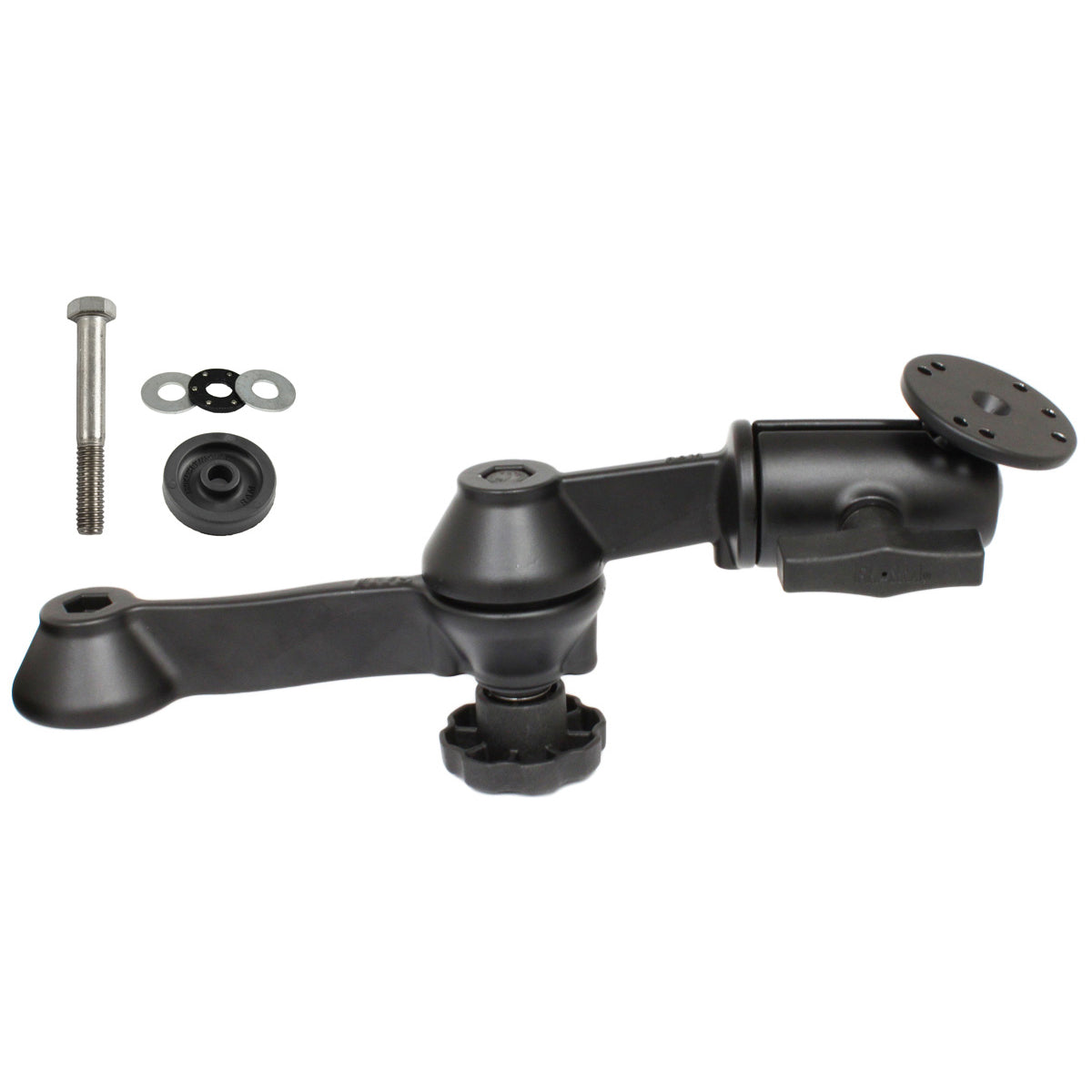 RAM-VB-110-1DFU:RAM-VB-110-1DFU_1:RAM® 12" Double Swing Arm with Round Plate and Flange Hardware
