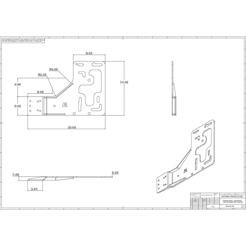 RAM-VB-168:RAM-VB-168_1:RAM® No-Drill™ Universal Vehicle Base for Heavy Duty Trucks