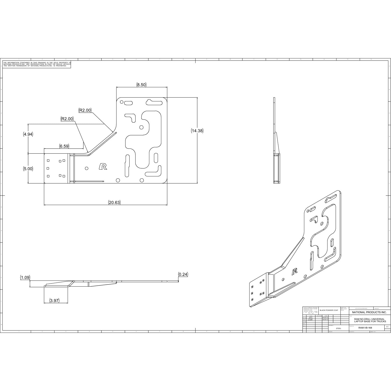 RAM-VB-168:RAM-VB-168_1:RAM® No-Drill™ Universal Vehicle Base for Heavy Duty Trucks