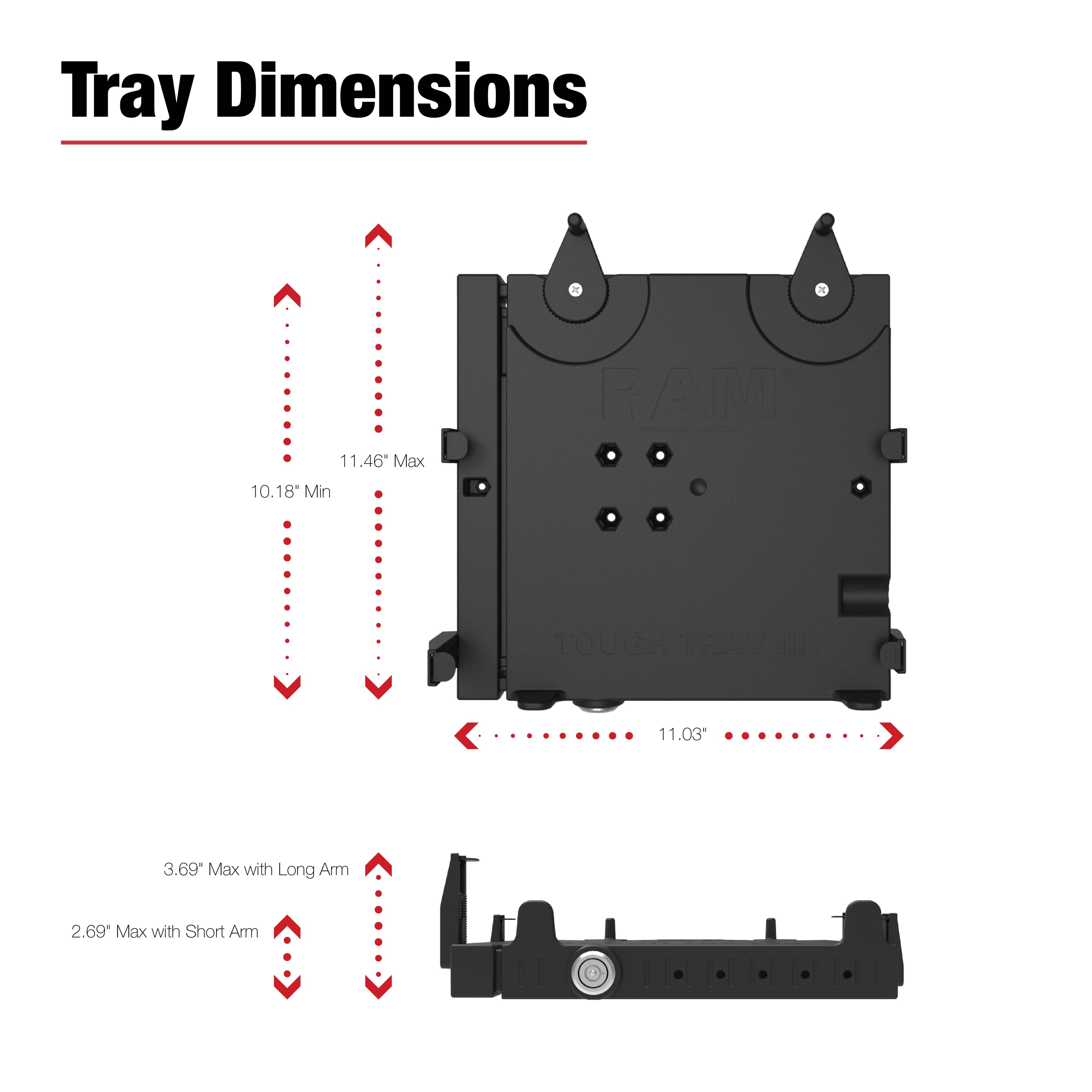 RAM-VB-186-SW3:RAM-VB-186-SW3_1:RAM® No-Drill™ Laptop Mount for Dodge Durango & Jeep Grand Cherokee