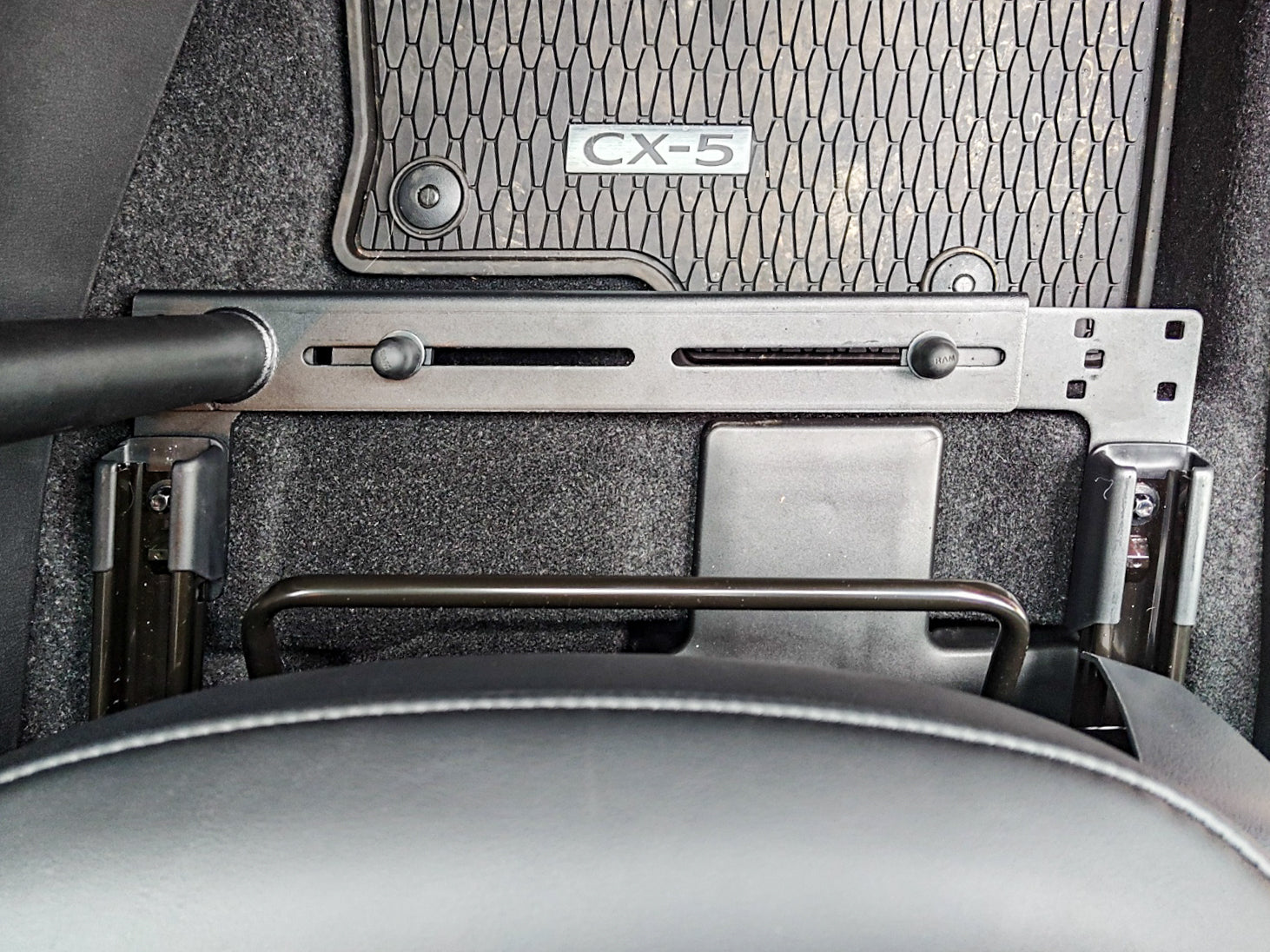 RAM-VB-196-DB2:RAM-VB-196-DB2_1:RAM® No-Drill™ Universal Vehicle Floor Mount with Double Ball Mount