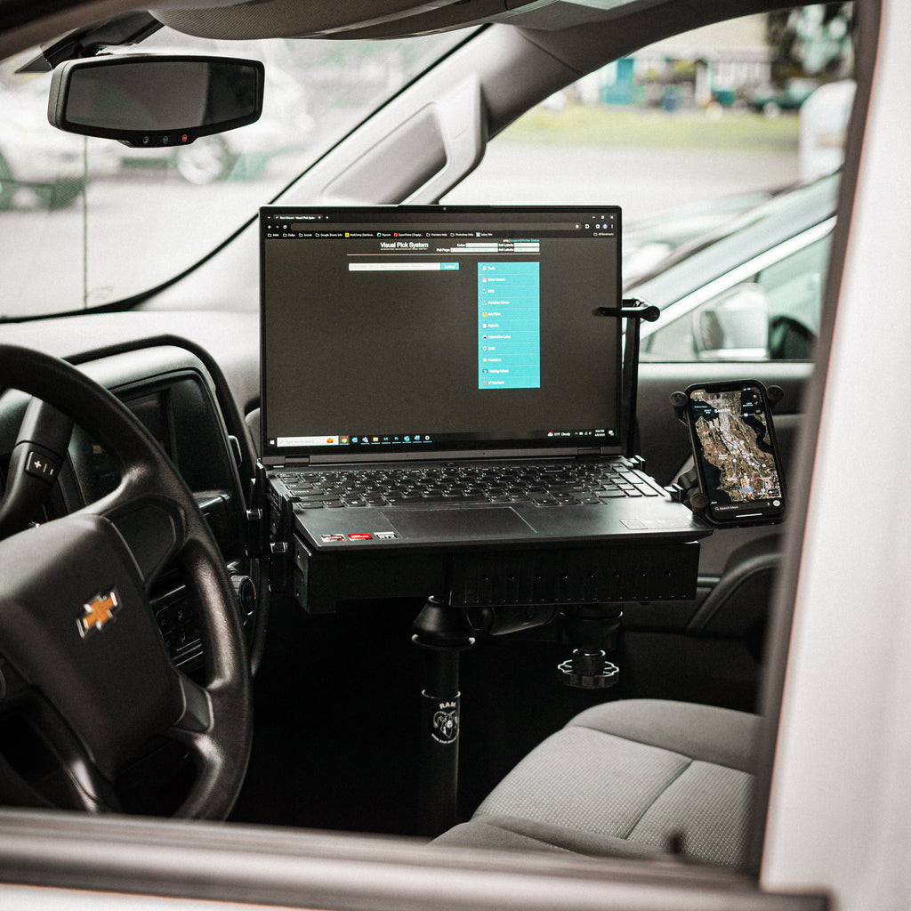 RAM-VB-203-SW1:RAM-VB-203-SW1_1:RAM® Laptop Mount for '19-26 Chevy Silverado, Tahoe & More (Legacy)