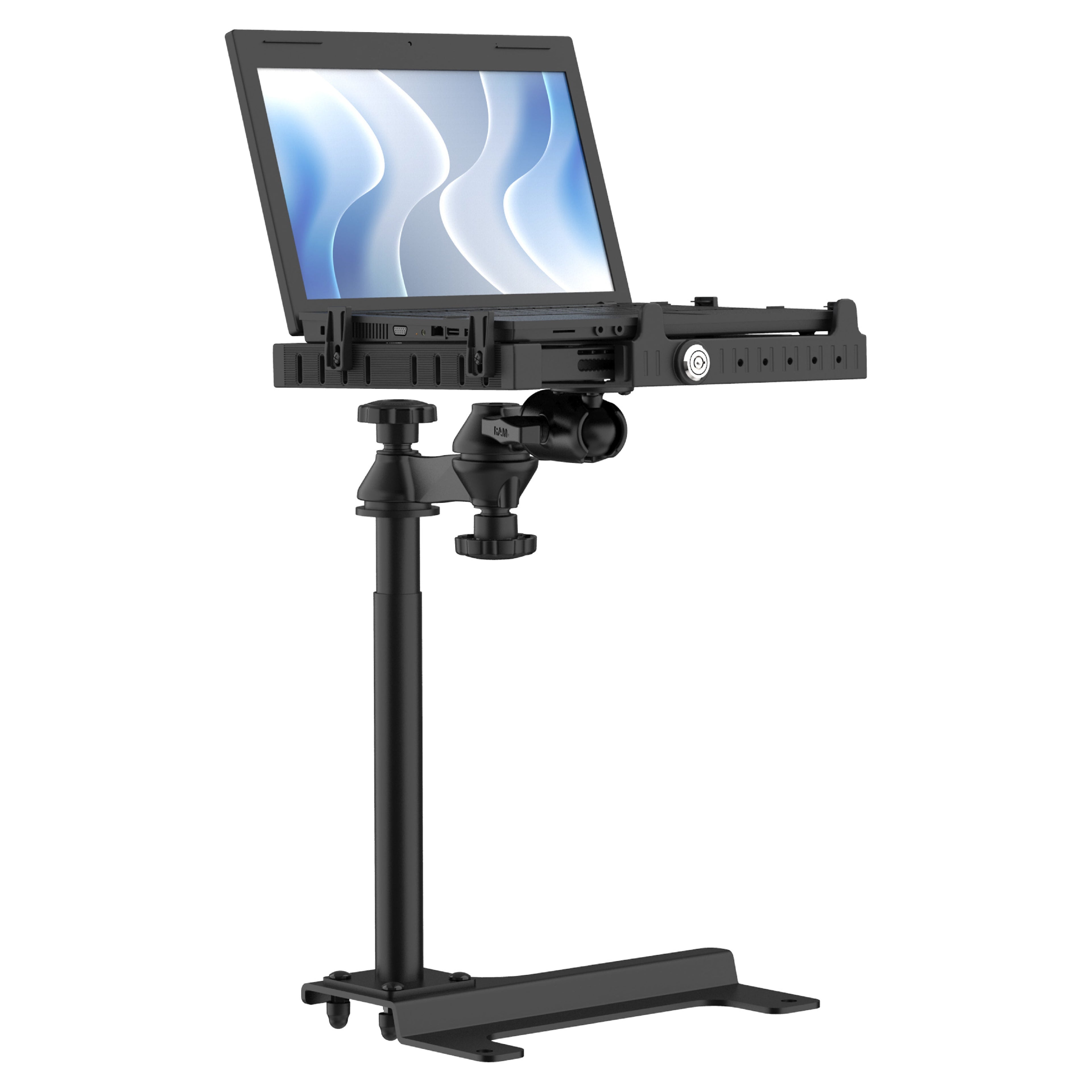 RAM-VB-206-SW3:RAM-VB-206-SW3_1:RAM® No-Drill™ Laptop Mount for '20-26 Ford Police Interceptor Utility