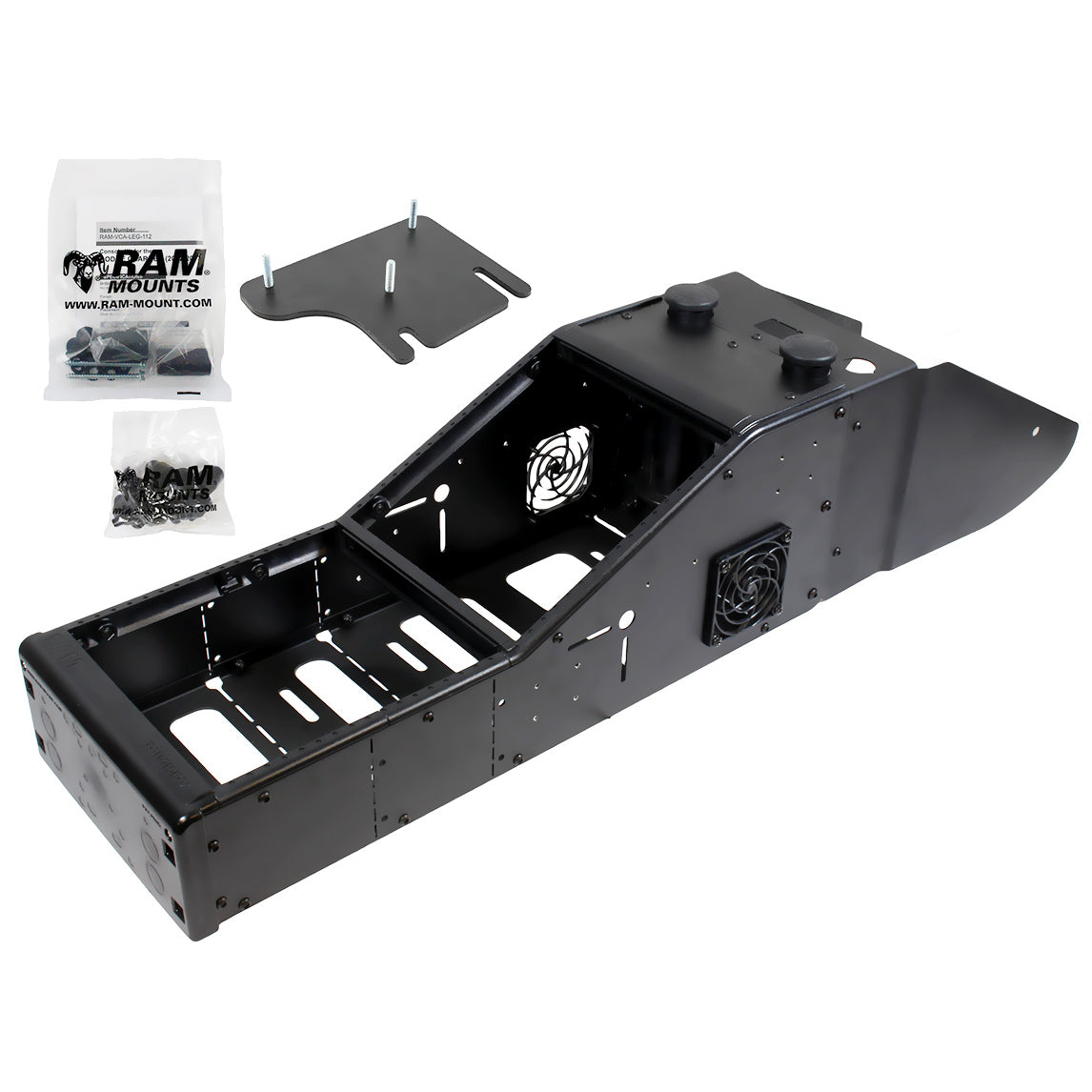 RAM-VCA-112A:RAM-VCA-112A_1:RAM® Tough-Box™ Angled Console with Dodge Charger (Police) Fairing