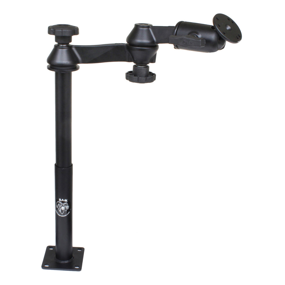 RAM-VP-SW1-129:RAM-VP-SW1-129_1:RAM® Tele-Pole™ with 12" & 9" Poles, Double Swing Arms & Round Plate