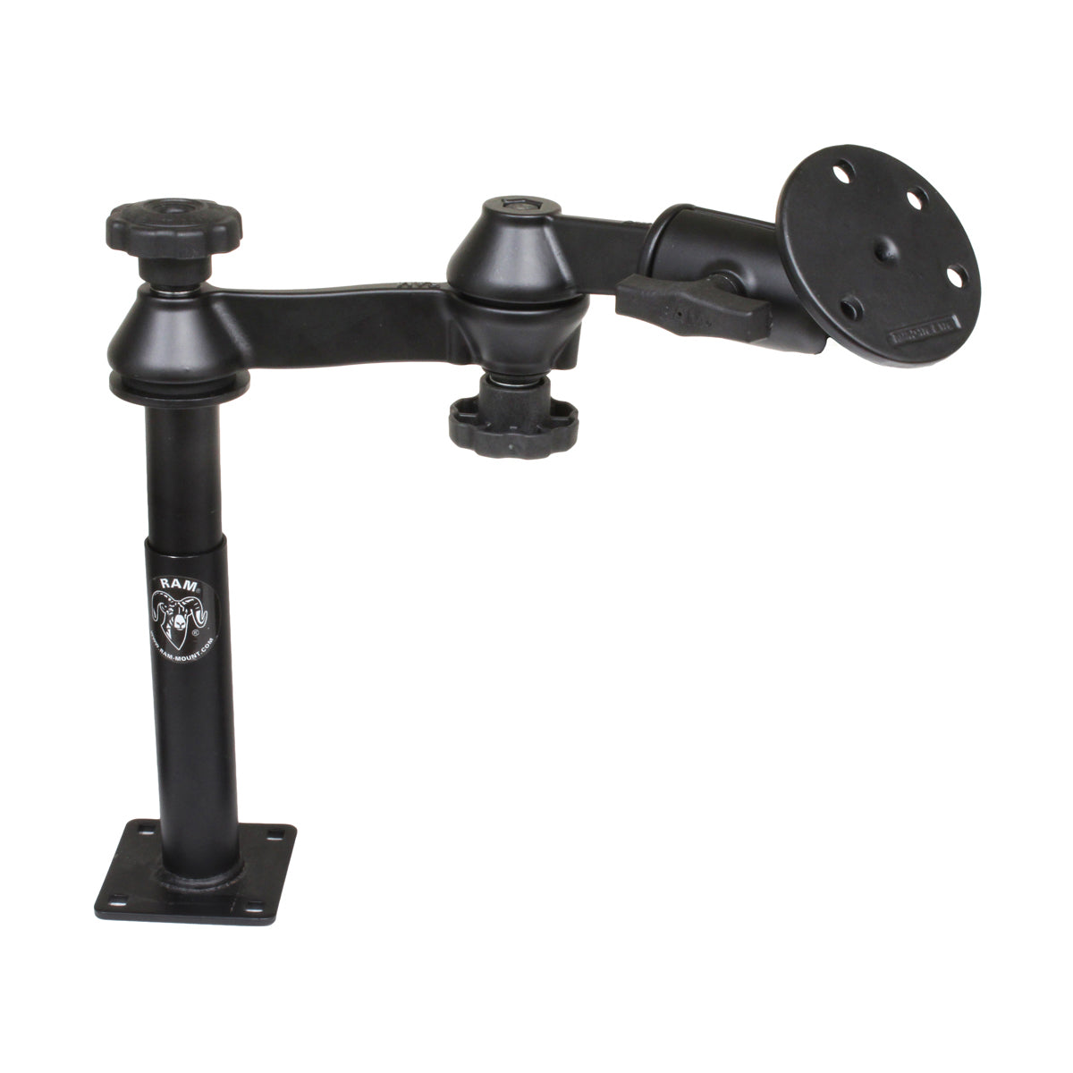 RAM-VP-SW1-47-240:RAM-VP-SW1-47-240_1:RAM® Tele-Pole™ with 4" & 7" Poles, Swing Arms & Large Round Plate