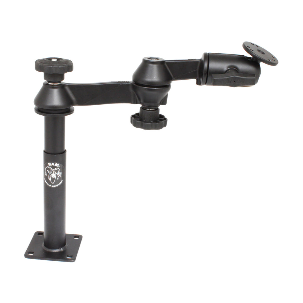 RAM-VP-SW1-47:RAM-VP-SW1-47_1:RAM® Tele-Pole™ with 4" & 7" Poles, Double Swing Arms & Round Plate