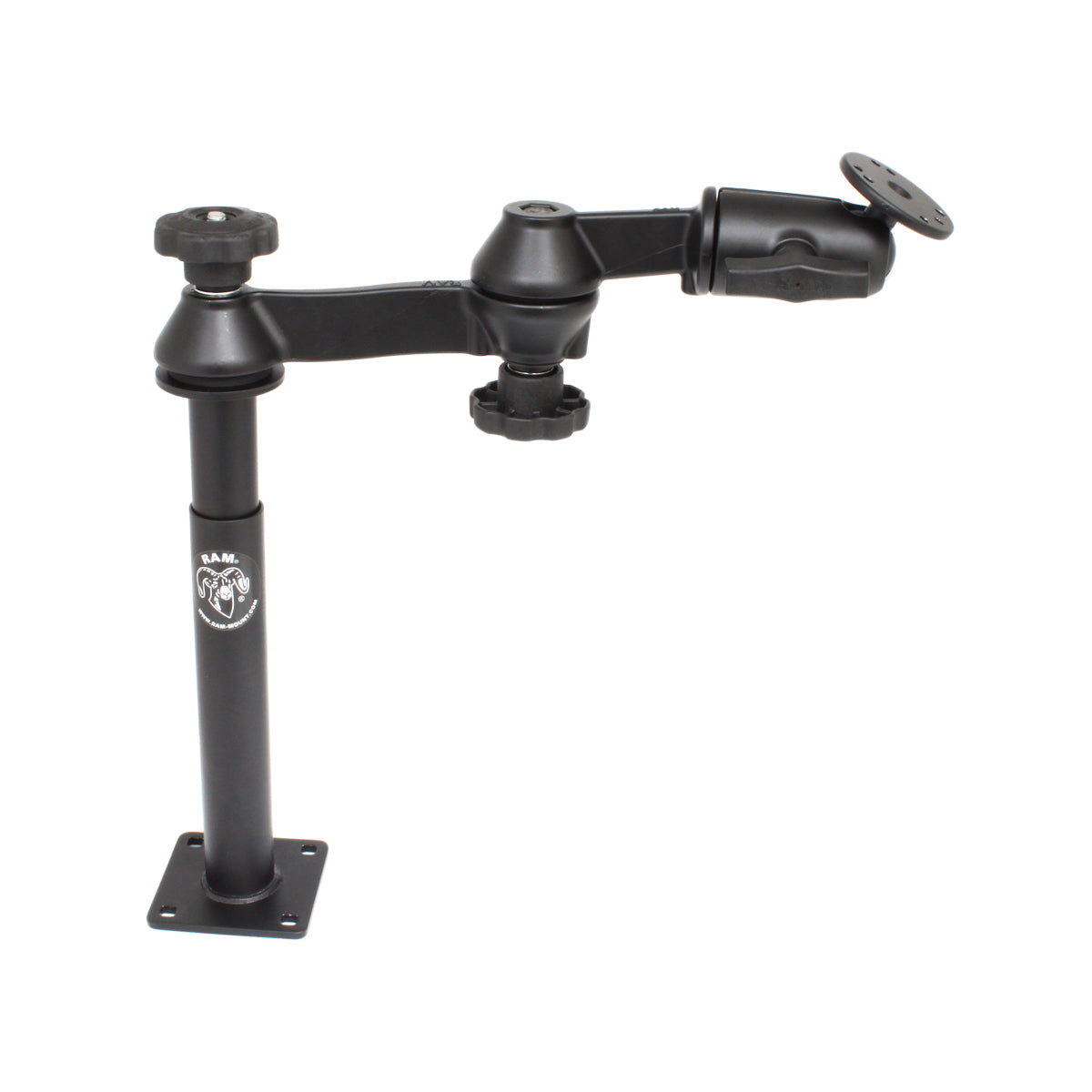RAM-VP-SW1-89:RAM-VP-SW1-89_1:RAM® Tele-Pole™ with 8" & 9" Poles, Double Swing Arms & Round Plate