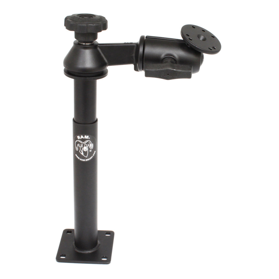 RAM-VP-SW2-89:RAM-VP-SW2-89_1:RAM® Tele-Pole™ with 8" & 9" Poles, Single Swing Arm & Round Plate