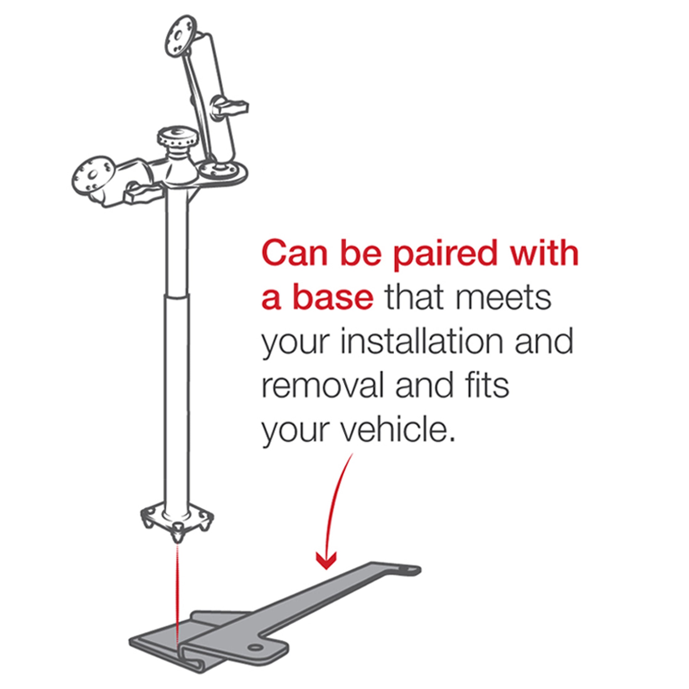 RAM-VP-SW2F-1218:RAM-VP-SW2F-1218_1:RAM® Tele-Pole™ with 12” & 18” Poles and Double Ball Mount
