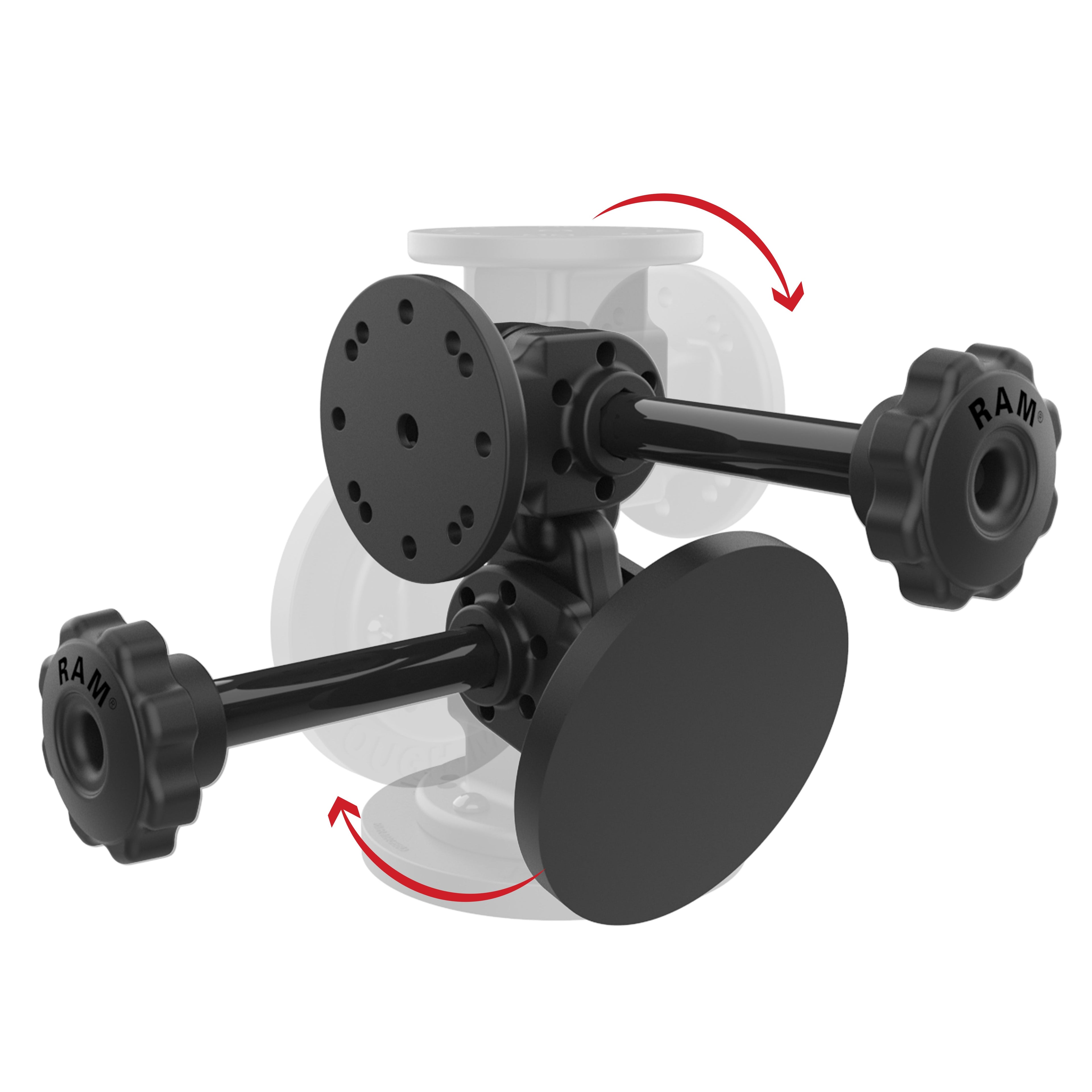 RAP-101-PV4-2P-MAG88U:RAP-101-PV4-2P-MAG88U_1:RAM® Dual 90-Degree Pivot Magnetic Mount with Knob