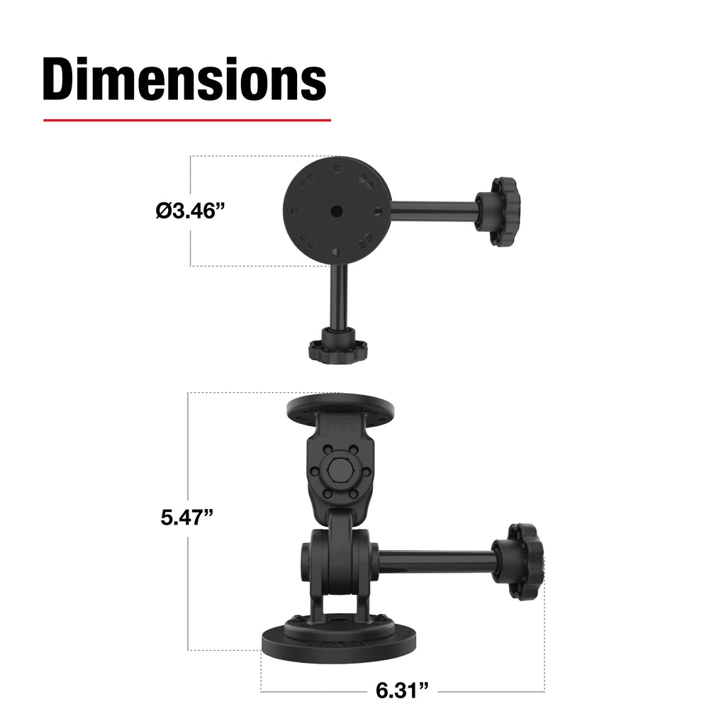 RAP-101-PV4-2P-MAG88U:RAP-101-PV4-2P-MAG88U_1:RAM® Dual 90-Degree Pivot Magnetic Mount with Knob