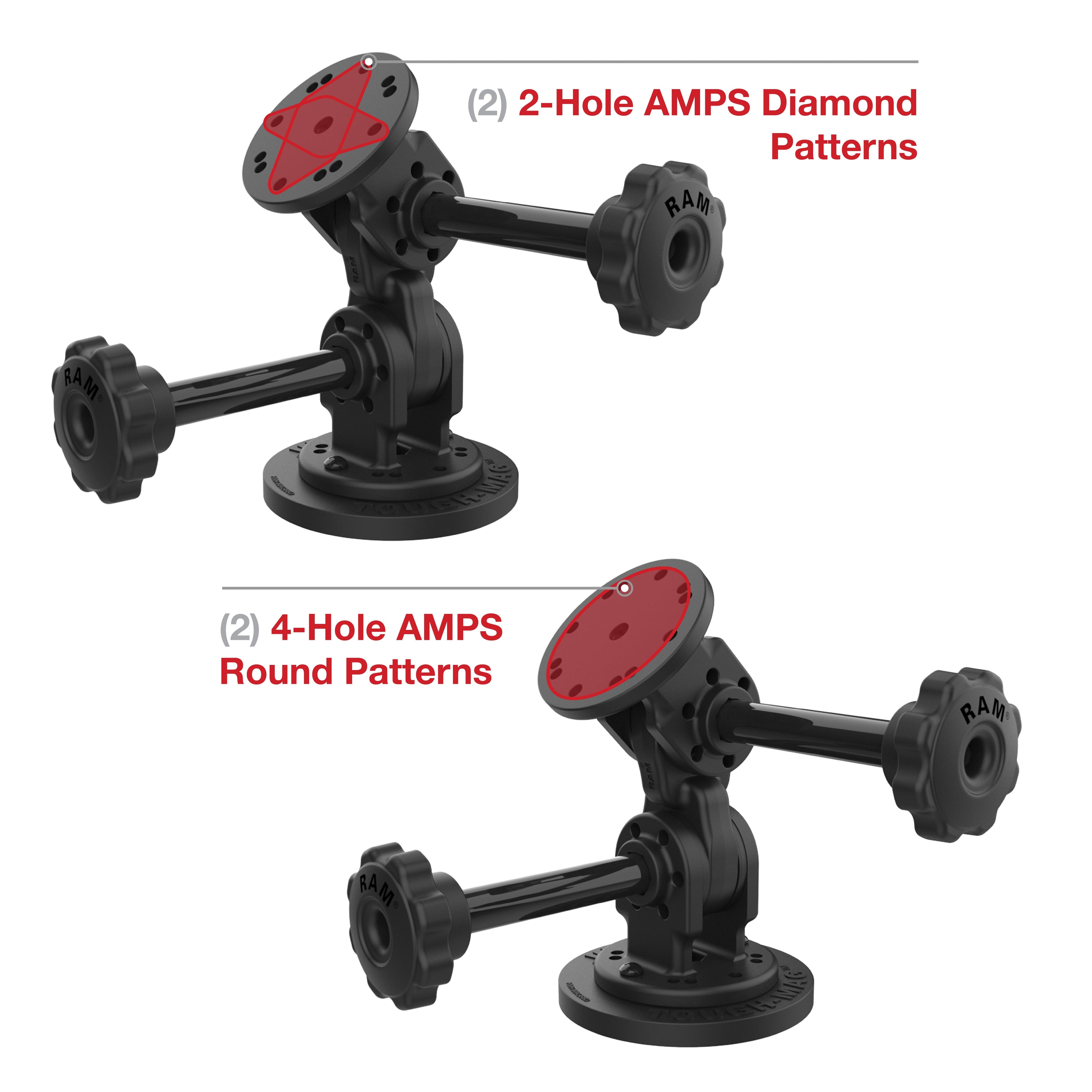 RAP-101-PV4-2P-MAG88U:RAP-101-PV4-2P-MAG88U_1:RAM® Dual 90-Degree Pivot Magnetic Mount with Knob