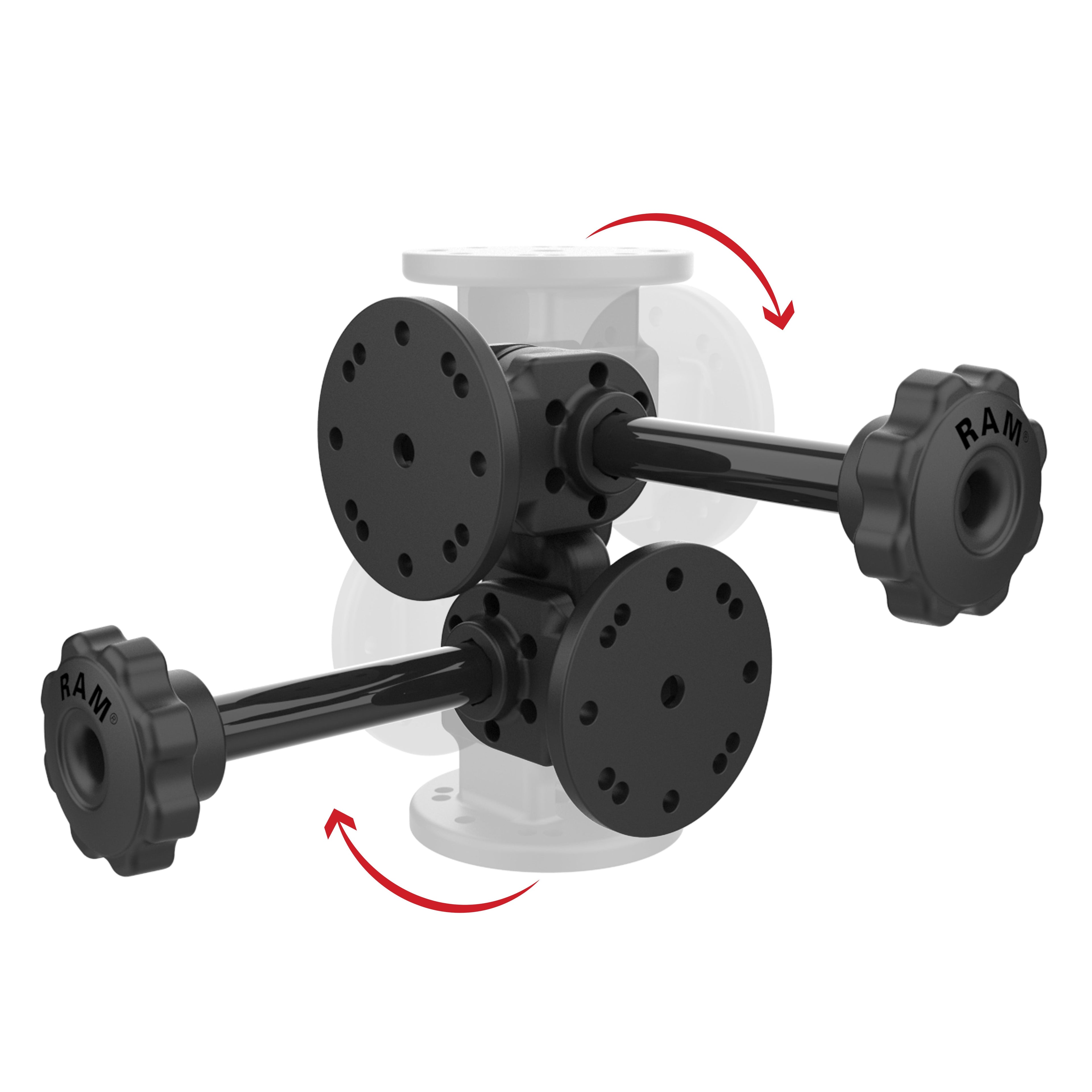 RAP-101-PV4-2PU:RAP-101-PV4-2PU_1:RAM® Dual 90-Degree Pivot Mount with Knob