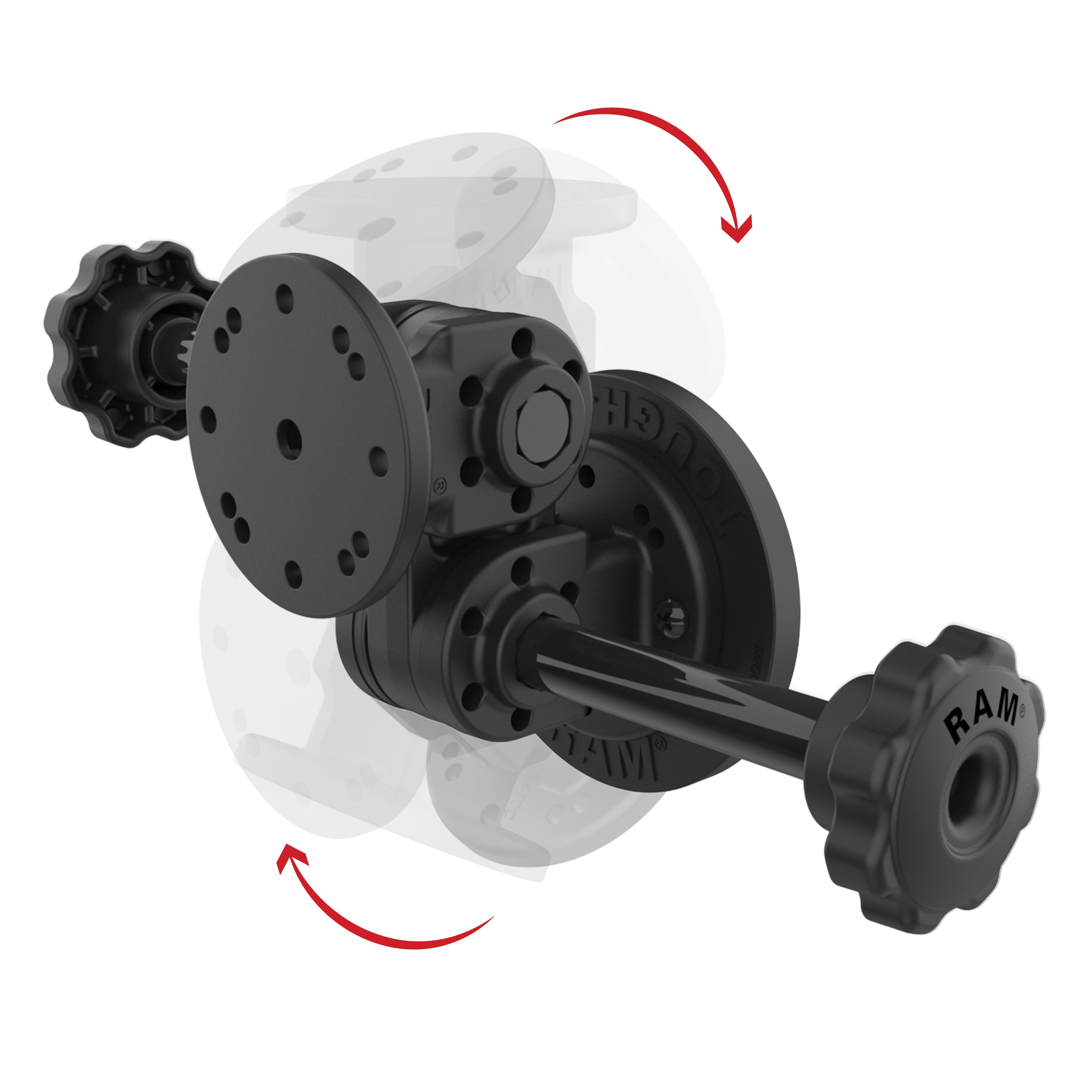 RAP-101-PV4-2S-MAG88U:RAP-101-PV4-2S-MAG88U_1:RAM® Dual Straight Pivot Magnetic Mount with Knob