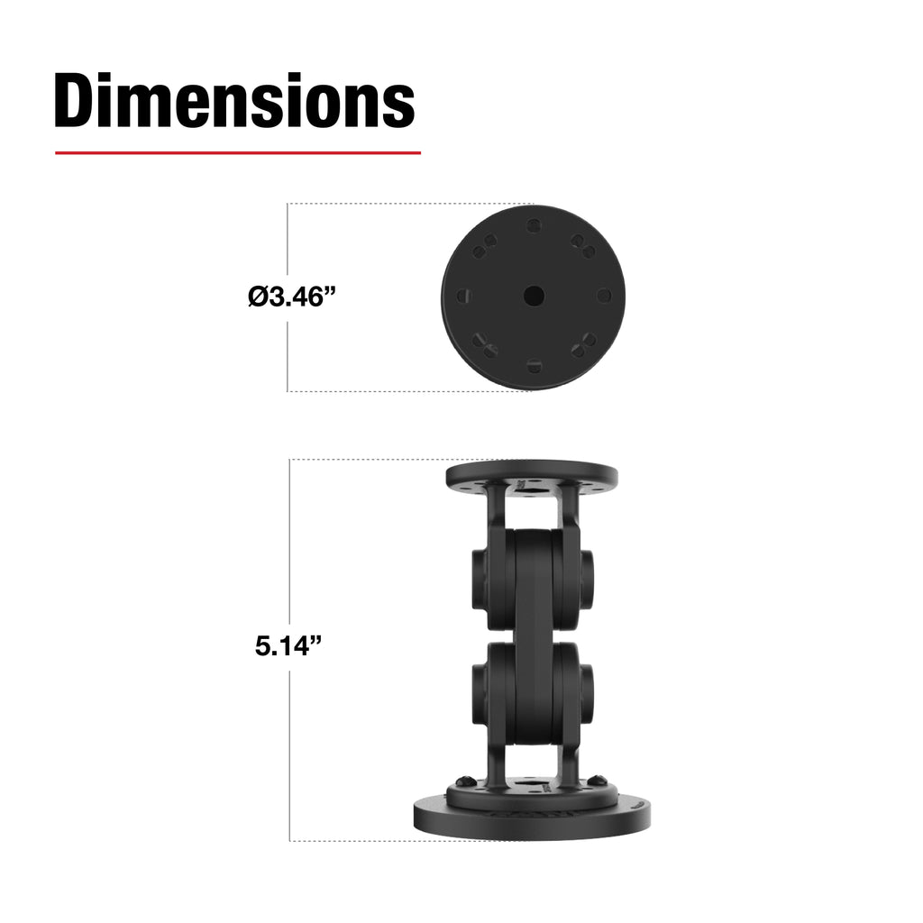 RAP-101-PV4-2S-NK-MAG88U:RAP-101-PV4-2S-NK-MAG88U_1:RAM® Dual Straight Pivot Magnetic Mount