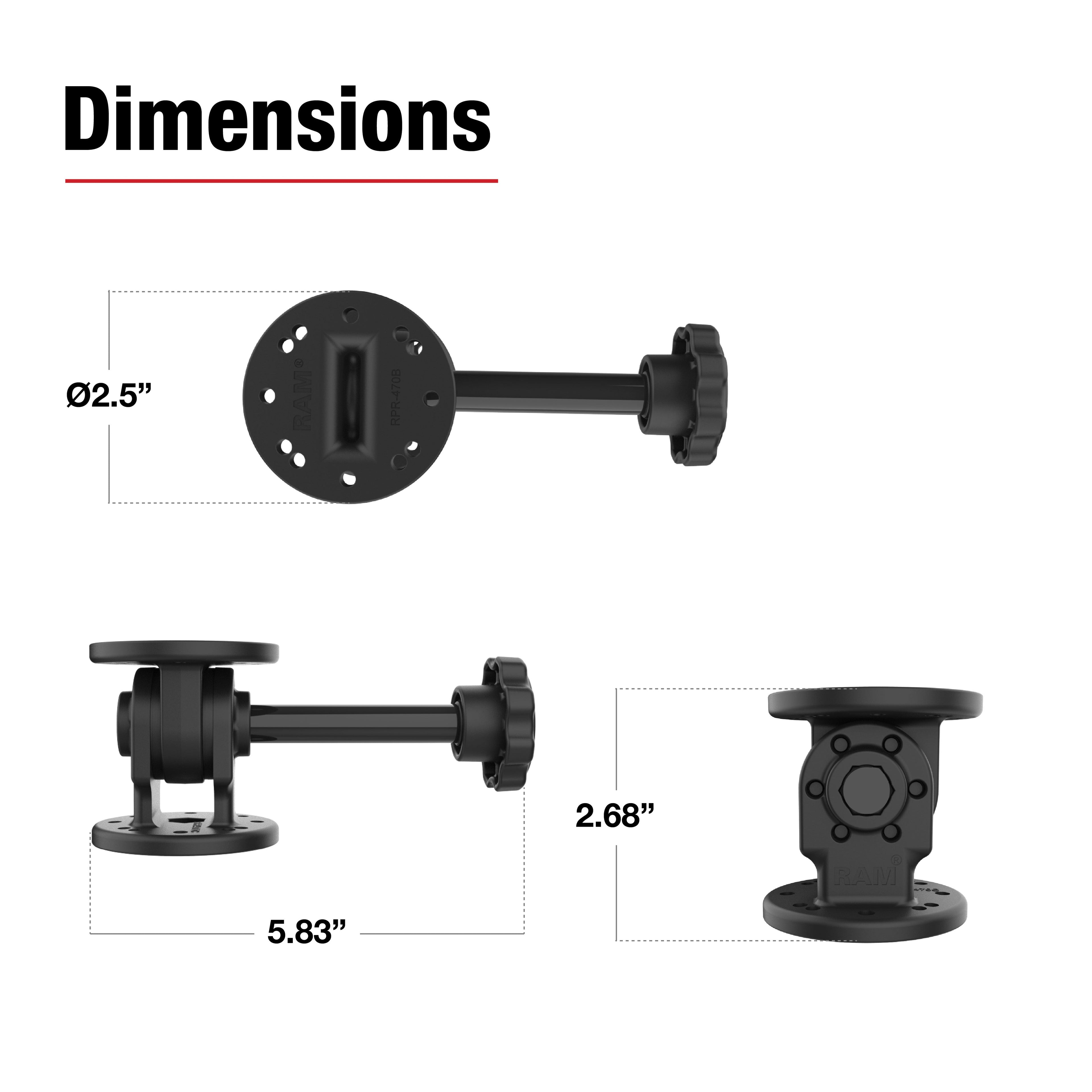 RAP-101-PV4U:RAP-101-PV4U_1:RAM® Single Pivot Mount with Knob