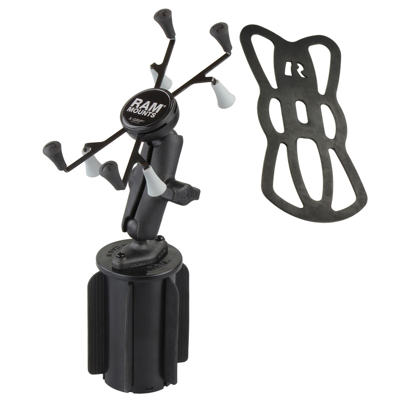 RAP-299-3-UN8U:RAP-299-3-UN8U_1:RAM® X-Grip® with RAM-A-CAN™ II Cup Holder Mount for 7"-8" Tablets