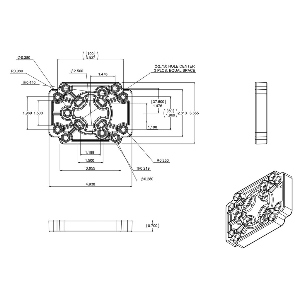 RAP-356U:RAP-356U_1:RAM® Adapt-To-RAM™ Hole Pattern Plate Adapter