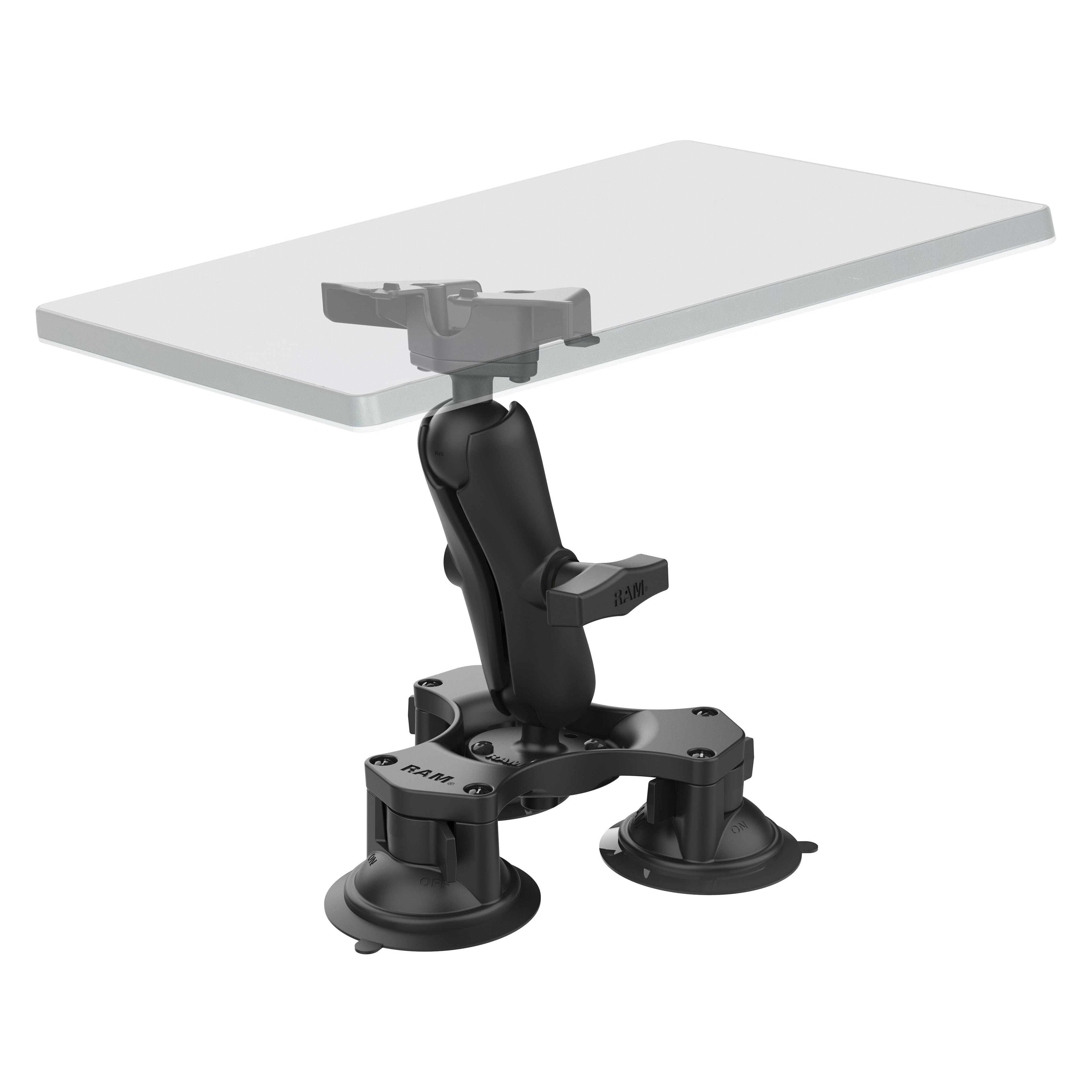 RAP-365-138-STA1U:RAP-365-138-STA1U_1:RAM® Twist-Lock™ Triple Suction Heavy Duty Mount for Starlink Mini
