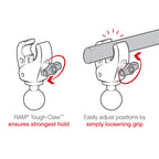 RAP-400-202U:RAP-400-202U_1:RAM® Trolling Motor Stabilizer - Tough-Claw™ .625" - 1.14" Medium Arm