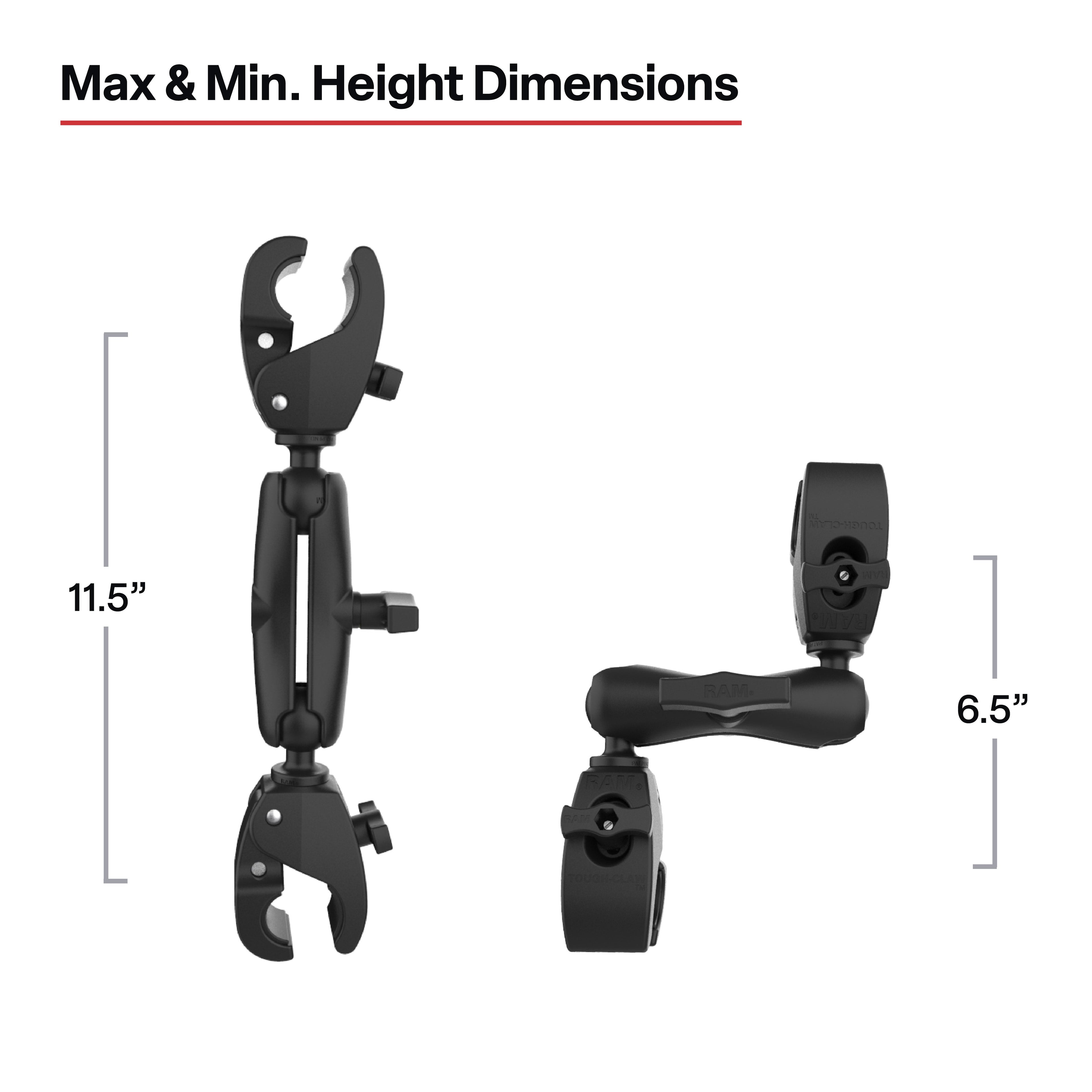 RAP-404-404U:RAP-404-404U_1:RAM® Trolling Motor Stabilizer with Tough-Claw™ 1” - 1.6” Clamp Bases