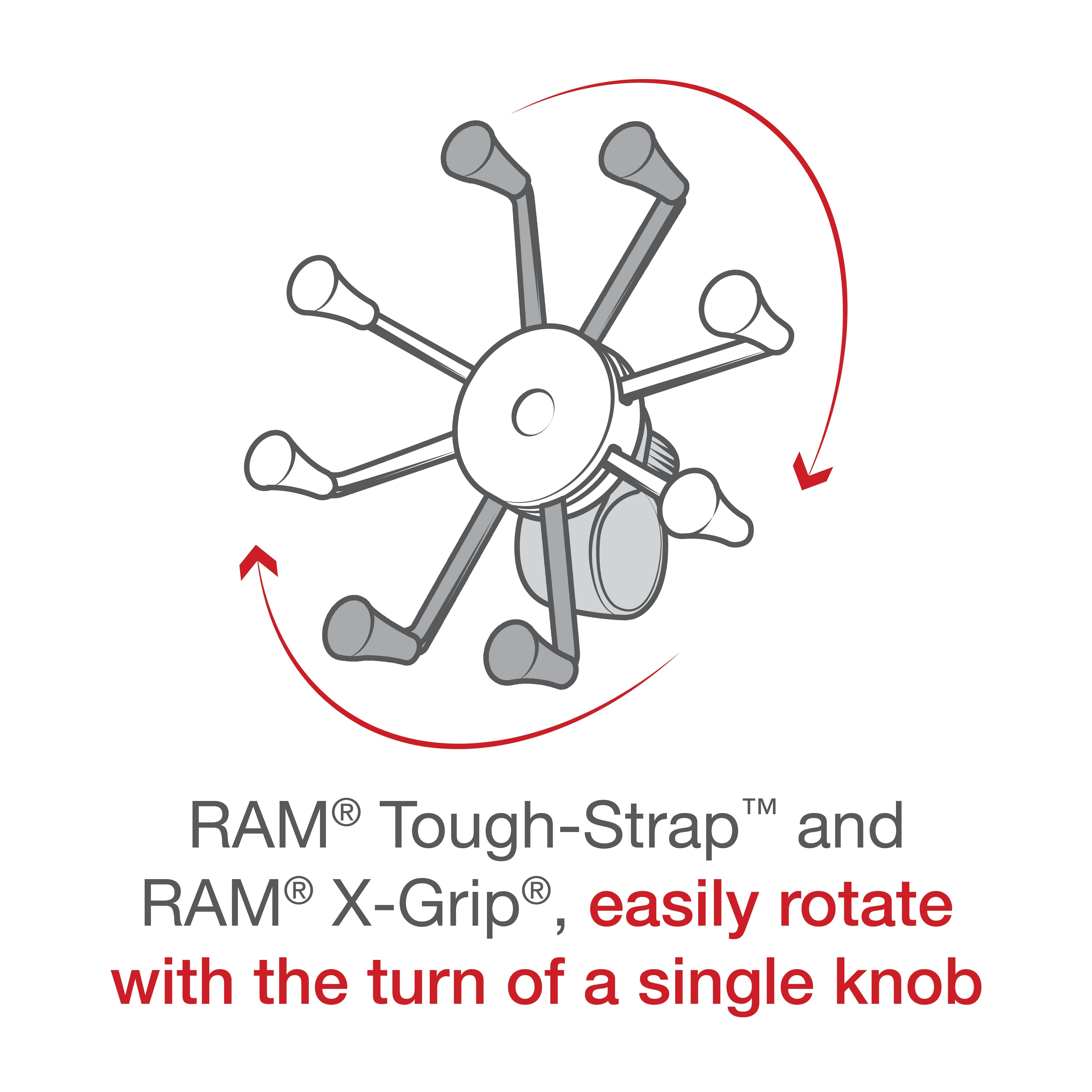 RAP-460-UN10U:RAP-460-UN10U_1:RAM® X-Grip® Large Phone Mount with RAM® Tough-Strap™ Handlebar Base