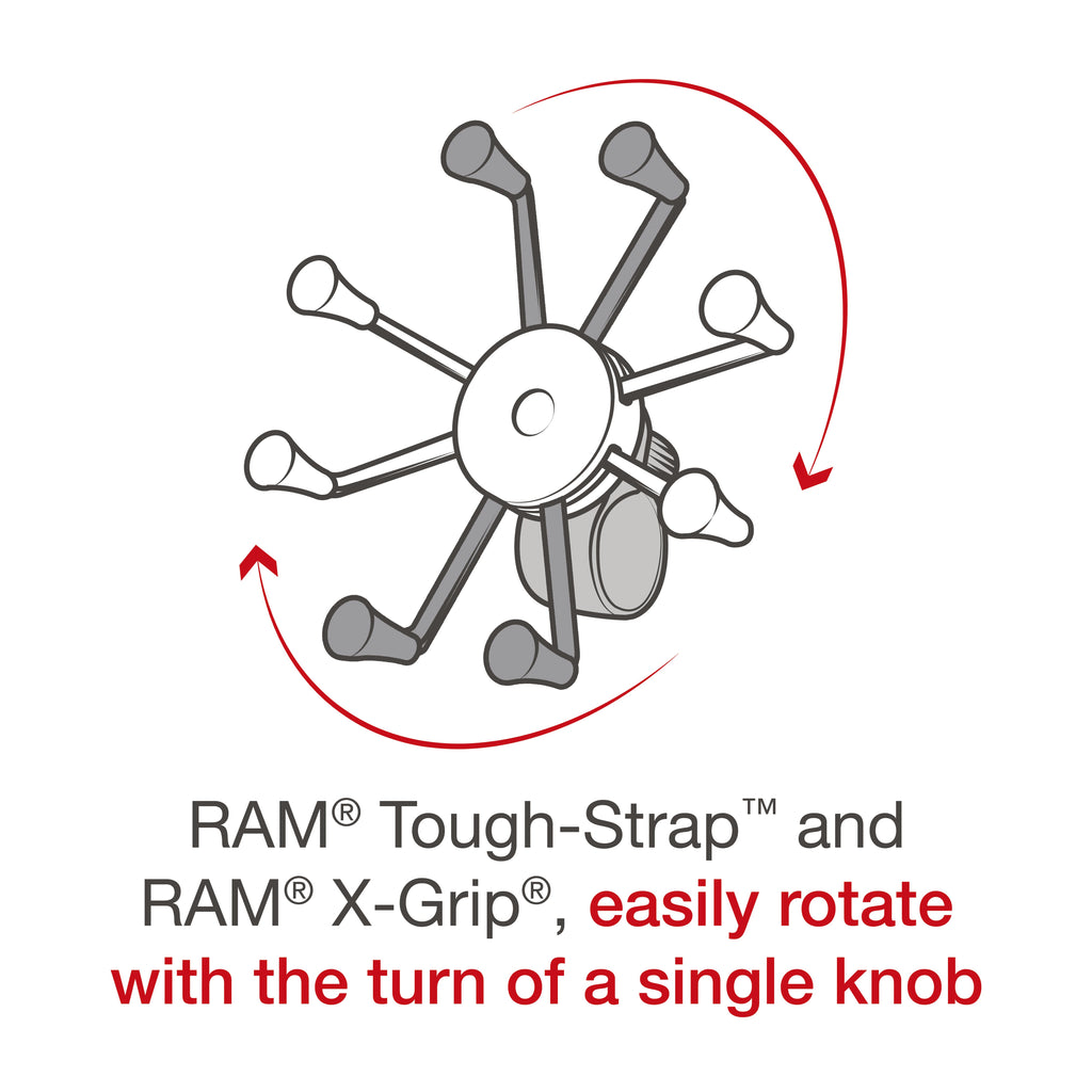 RAP-460-UN7U:RAP-460-UN7U_1:RAM® X-Grip® Phone Mount with RAM® Tough-Strap™ Handlebar Base