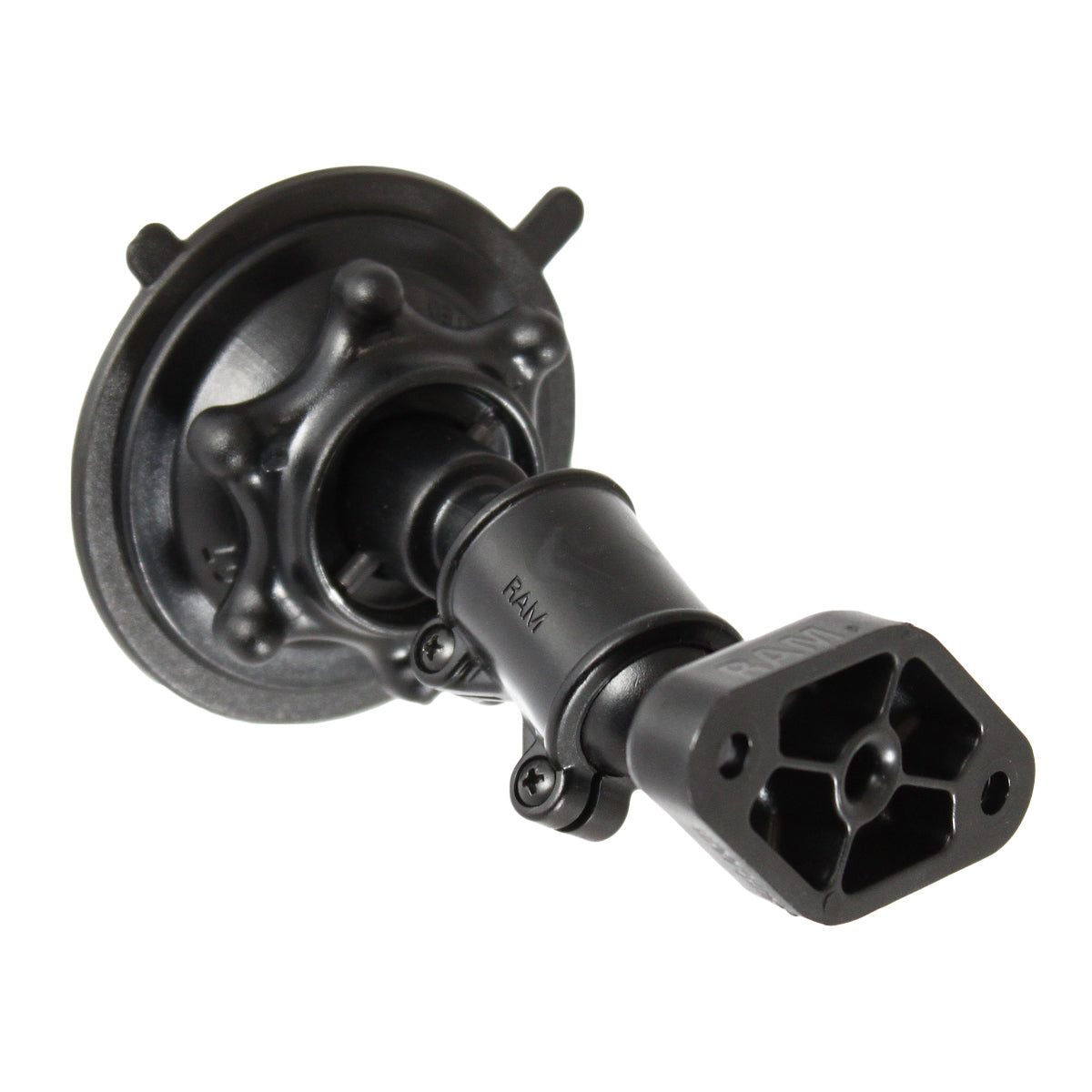 RAP-AA-167-AU:RAP-AA-167-AU_1:RAM® Snap-Link Short Double Socket Suction Cup Mount with Diamond Plate