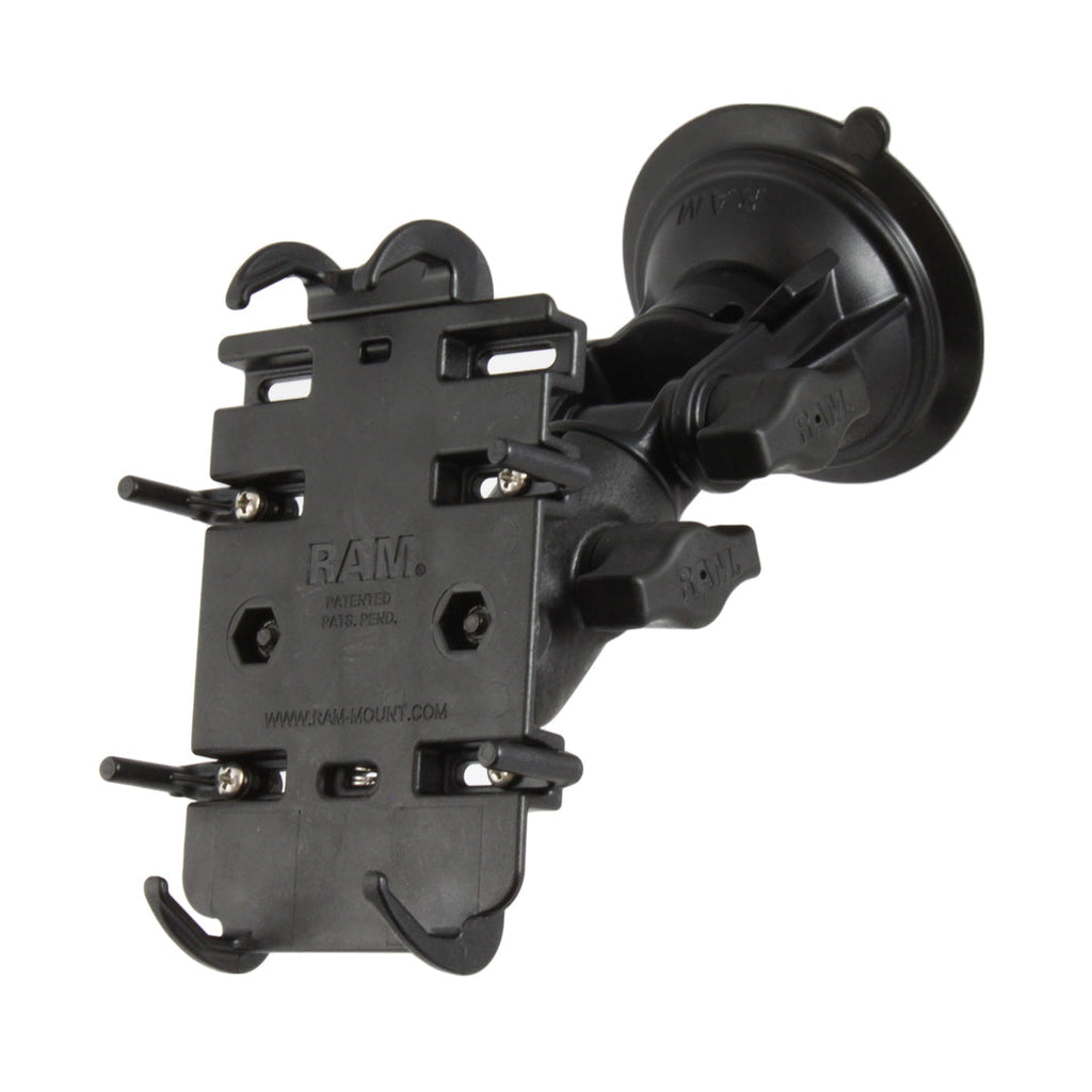 RAP-B-104-224-PD3U:RAP-B-104-224-PD3U_1:RAM® Quick-Grip™ Phone Mount with RAM® Twist-Lock™ Suction Ratchet Base