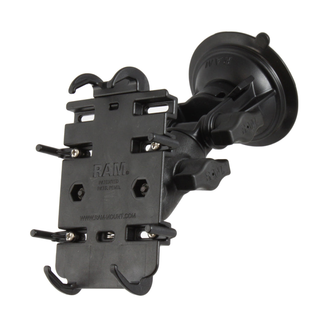 RAP-B-104-224-PD3U:RAP-B-104-224-PD3U_1:RAM® Quick-Grip™ Phone Mount with RAM® Twist-Lock™ Suction Ratchet Base