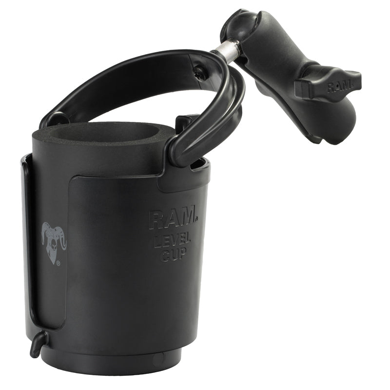 RAP-B-132B-201U:RAP-B-132B-201U_1:RAM® Level Cup™ 16oz Drink Holder with Double Socket Arm