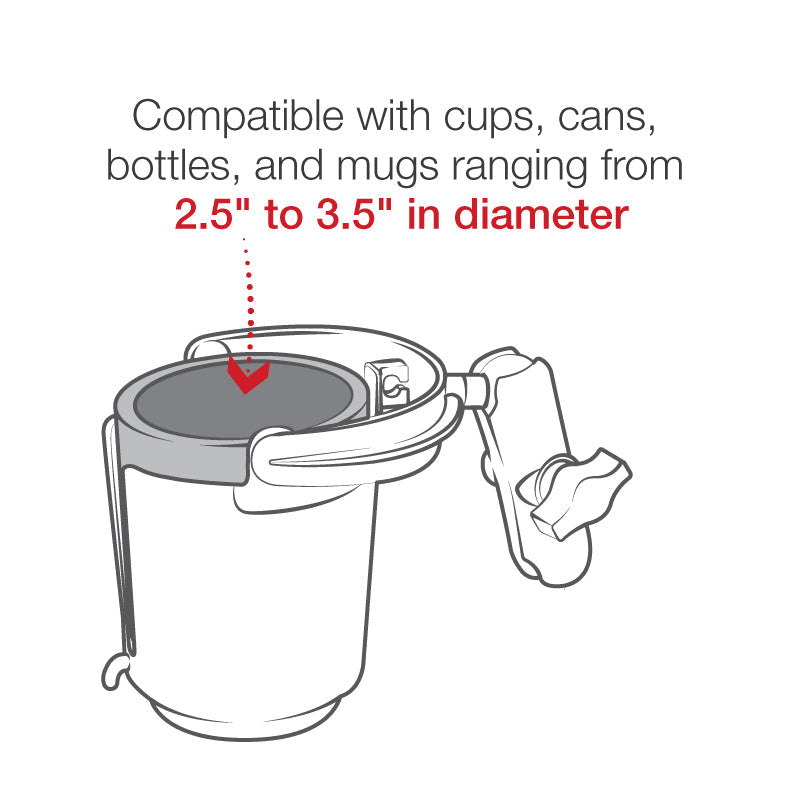 RAP-B-132B-201U:RAP-B-132B-201U_1:RAM® Level Cup™ 16oz Drink Holder with Double Socket Arm